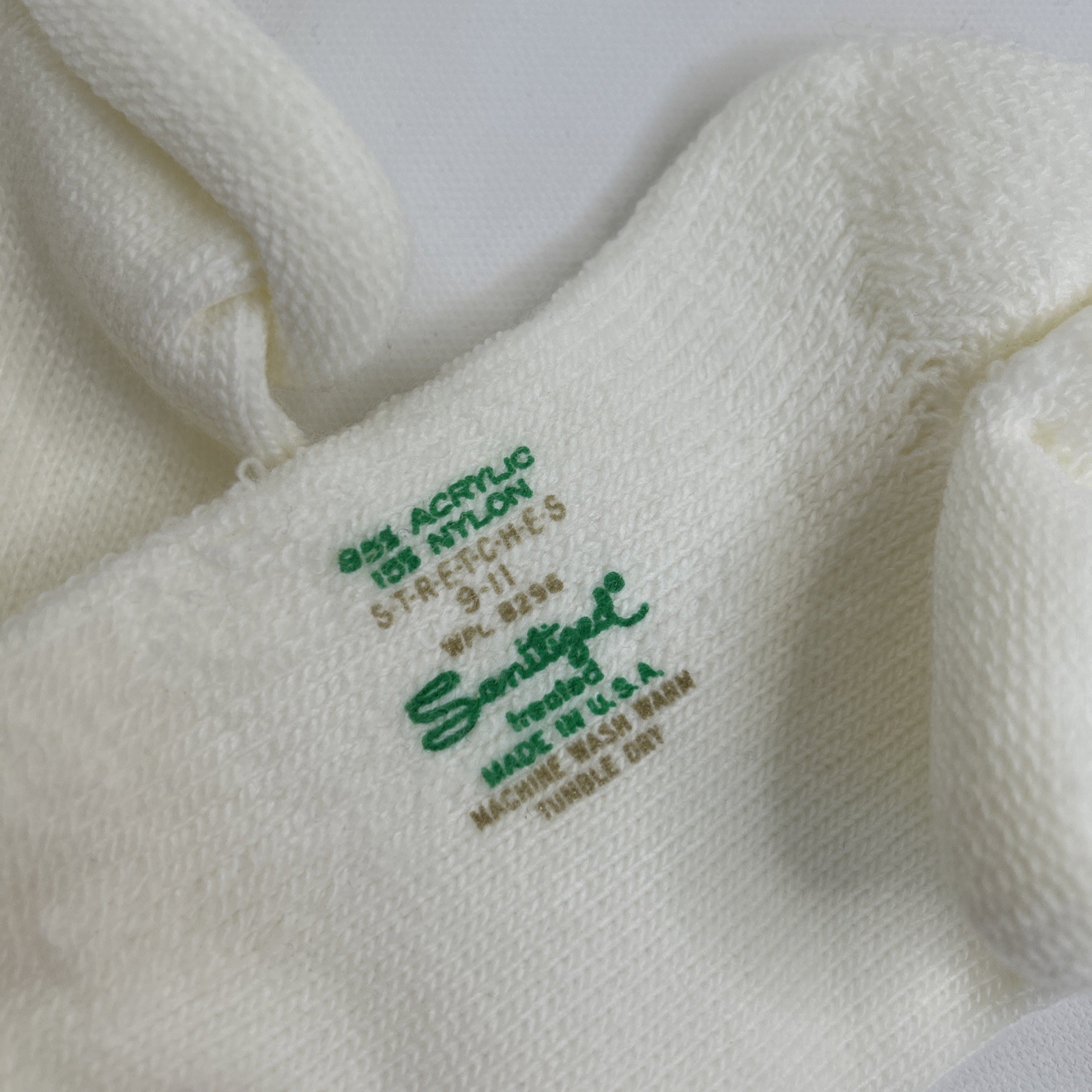 VTG Socks Acrylic Blend White Roll Top-Down Ankle 9-11 80s 90s NOS Resort Shop.