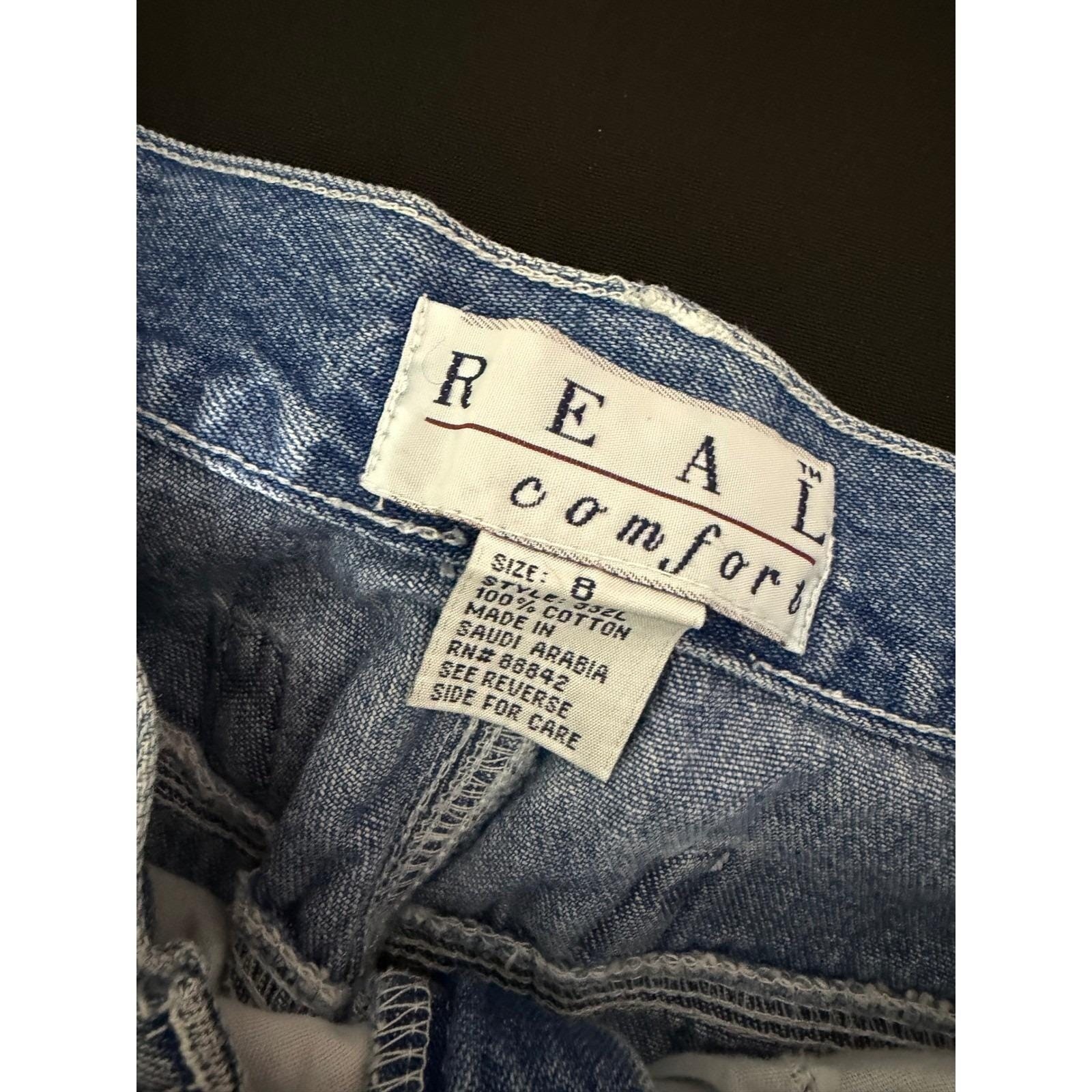 Real Comfort Wide Leg Jeans 8 Blue Excellent Cinch Back High Waisted Vintage 90s
