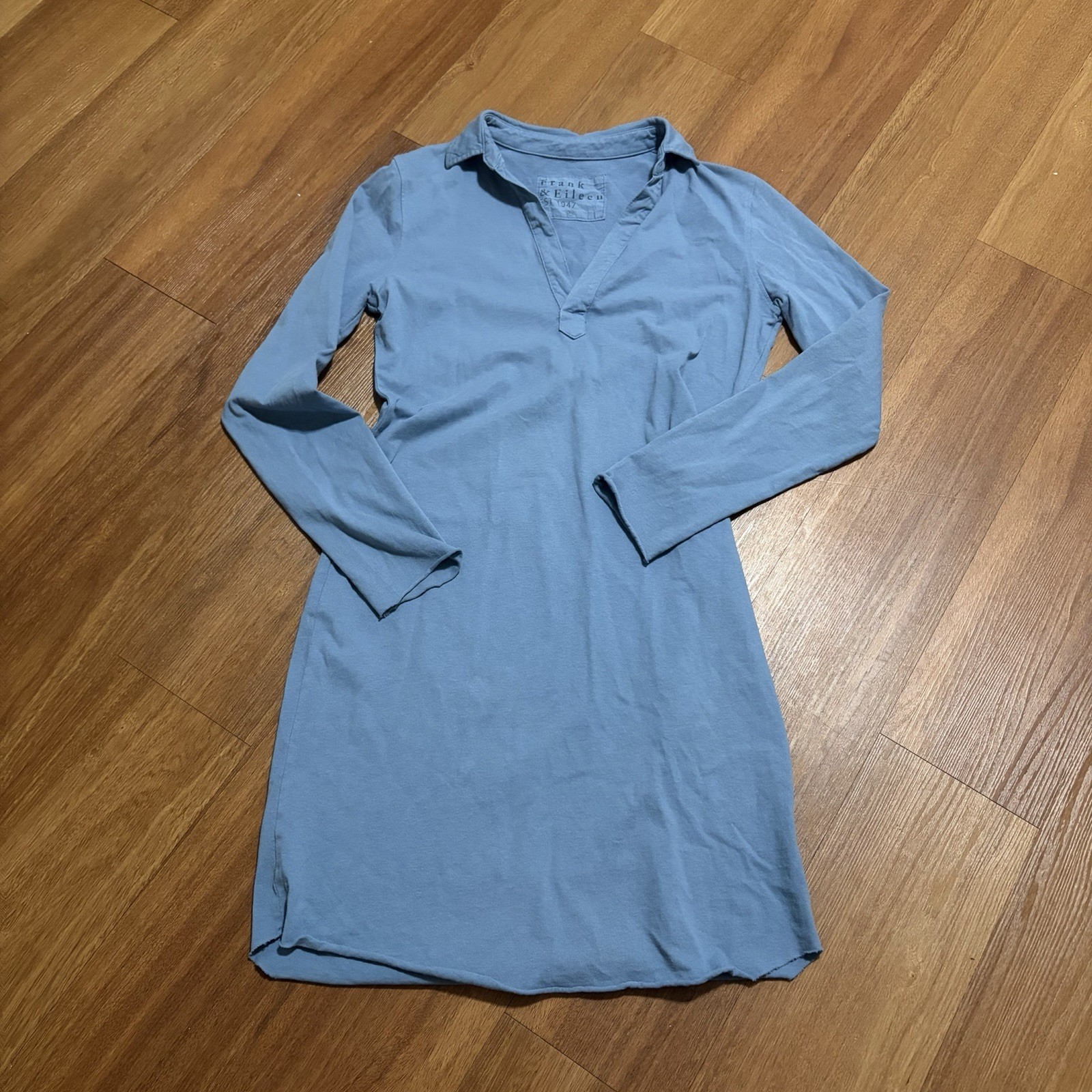 Frank and Eileen Nicole Henley Dress Dusty Blue Size XS 100% Cotton Midi EUC