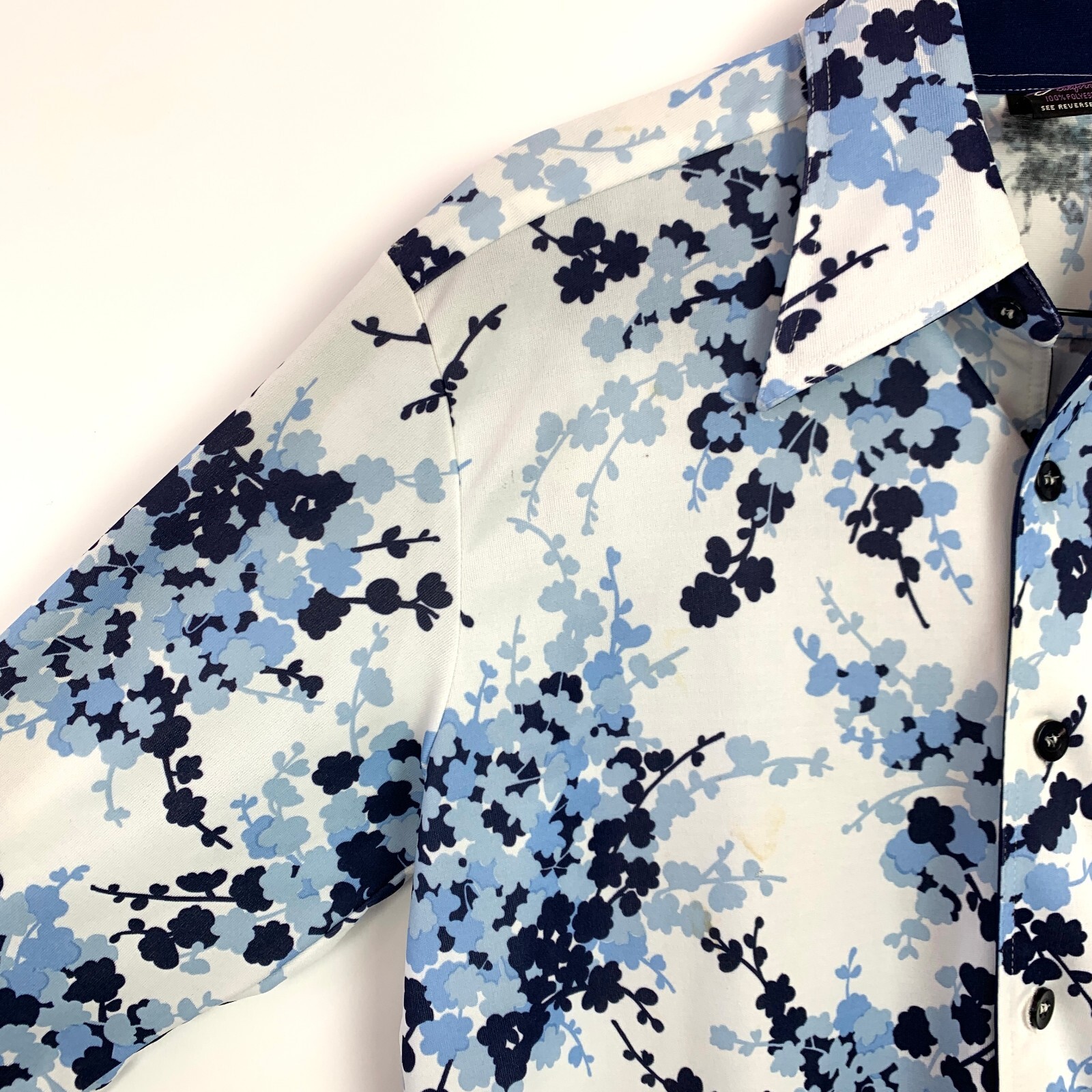 Vintage 70s Joel California Floral Polyester Disco Saturday Night Fever Shirt M