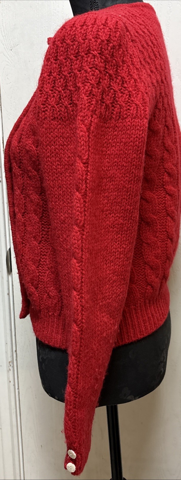 Vtg 60s Robert Scott Ltd Women’s Sz36 Red Shetland Wool Cardigan Sweater M-L