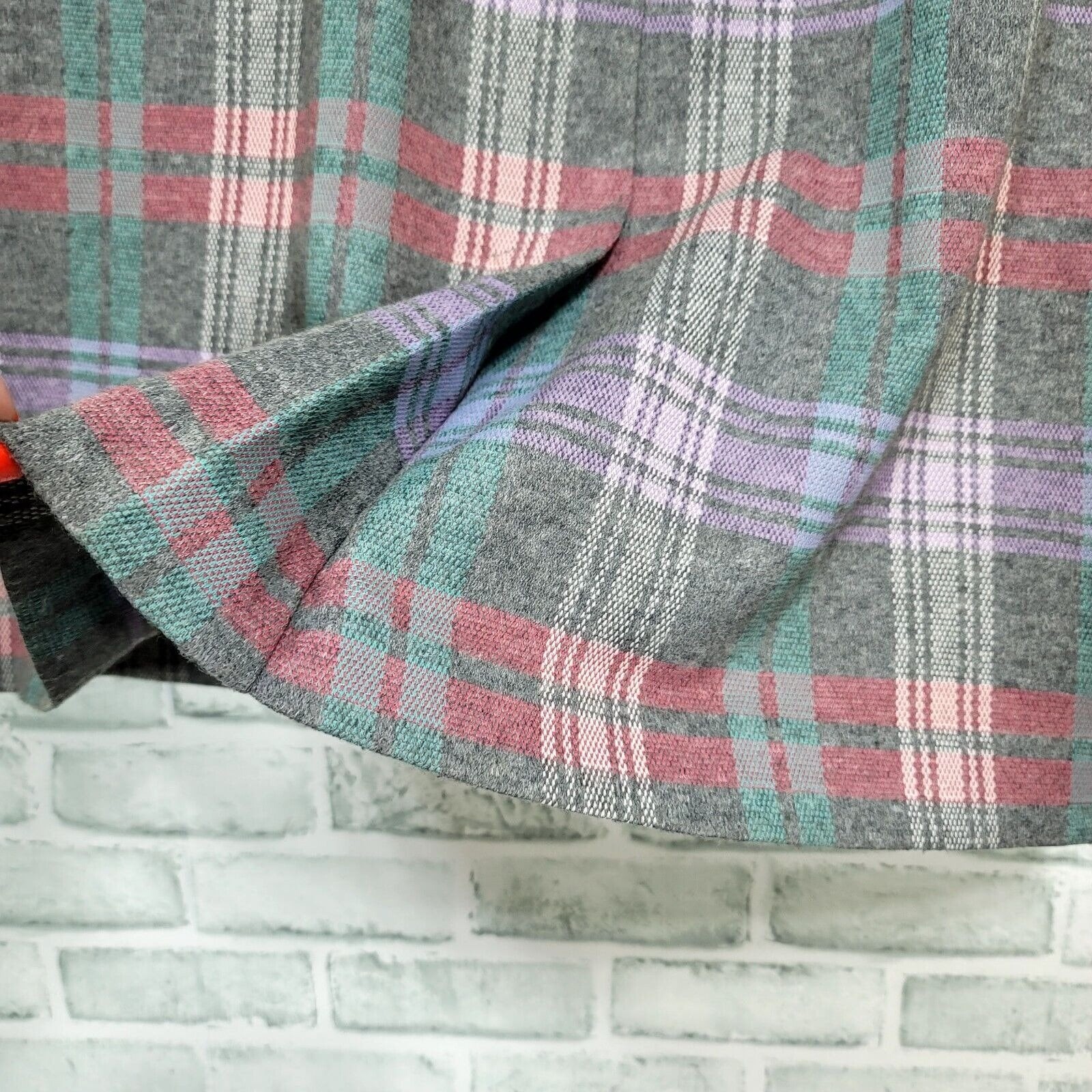 Wardrobe Maker Vintage 70s Plaid A-Line Skirt USA Elastic Waist Academia