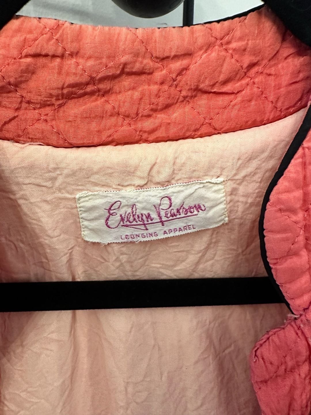 Vintage Evelyn Pearson Quilted Lounging Robe Coral