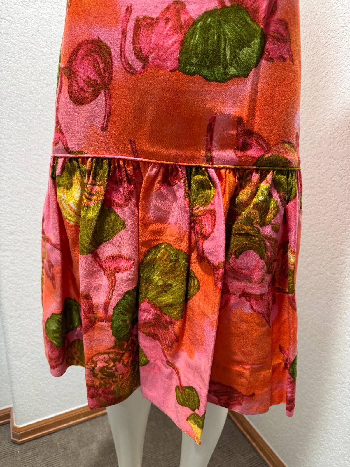 Vtg Liberty House True Hawaiian Dress Short Sleeveless Small Bright Pink Orange