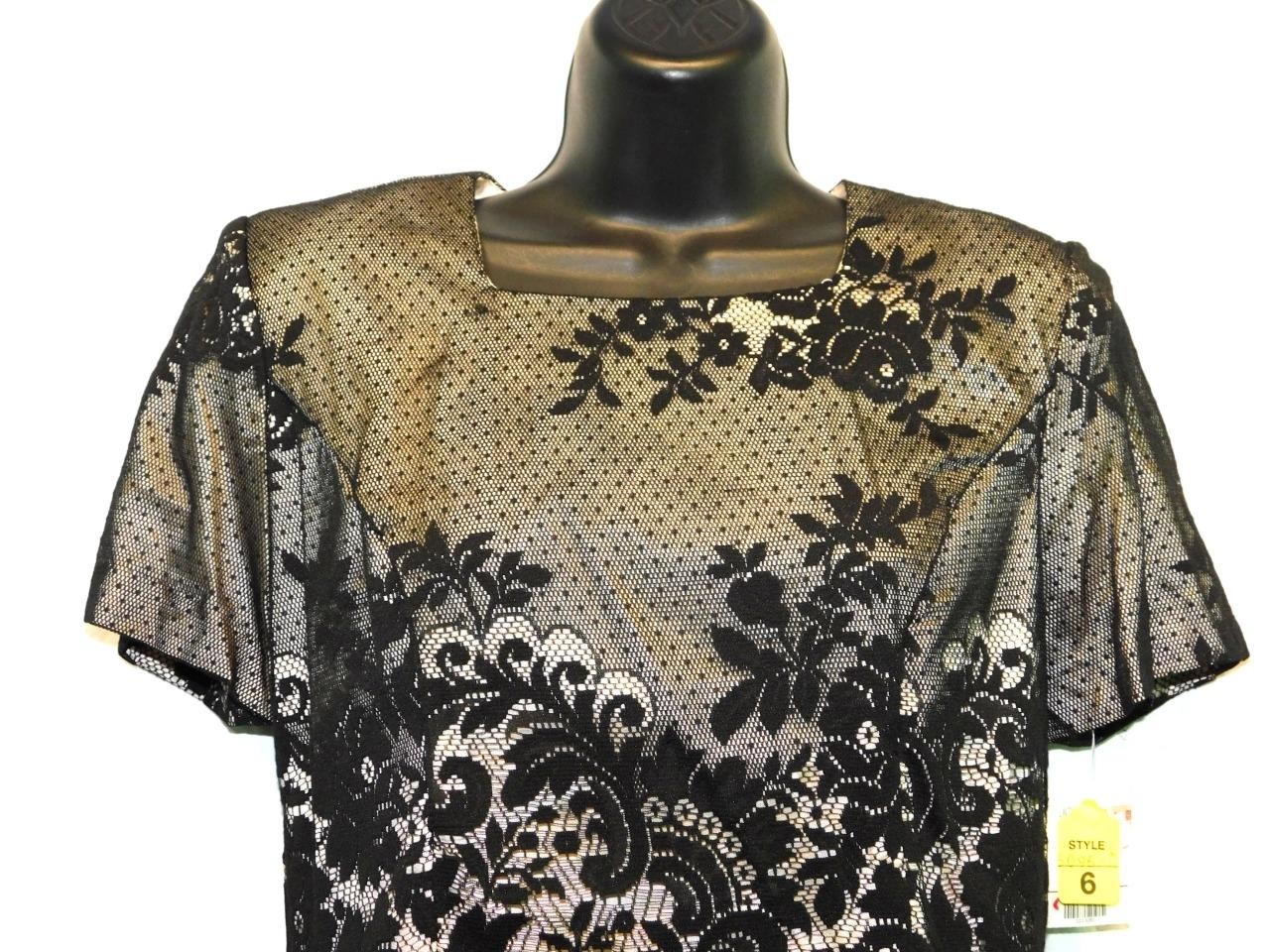 Vintage Positive Attitude S 6 NWT Black Lace Top Button Back Shirt Whimsigoth sm