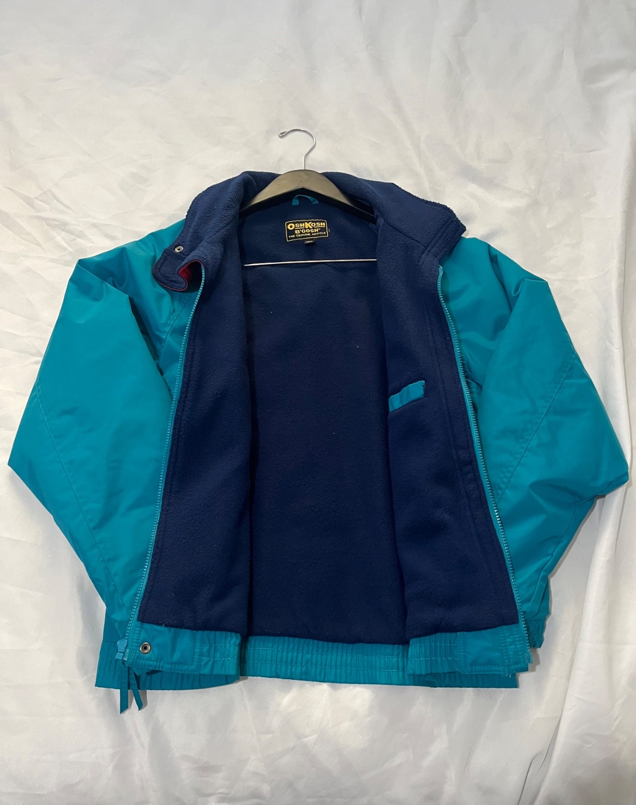 Vtg Osh Kosh Jacket Womens M Blue Fleece Lined Windbreaker Workwear 90s Y2K