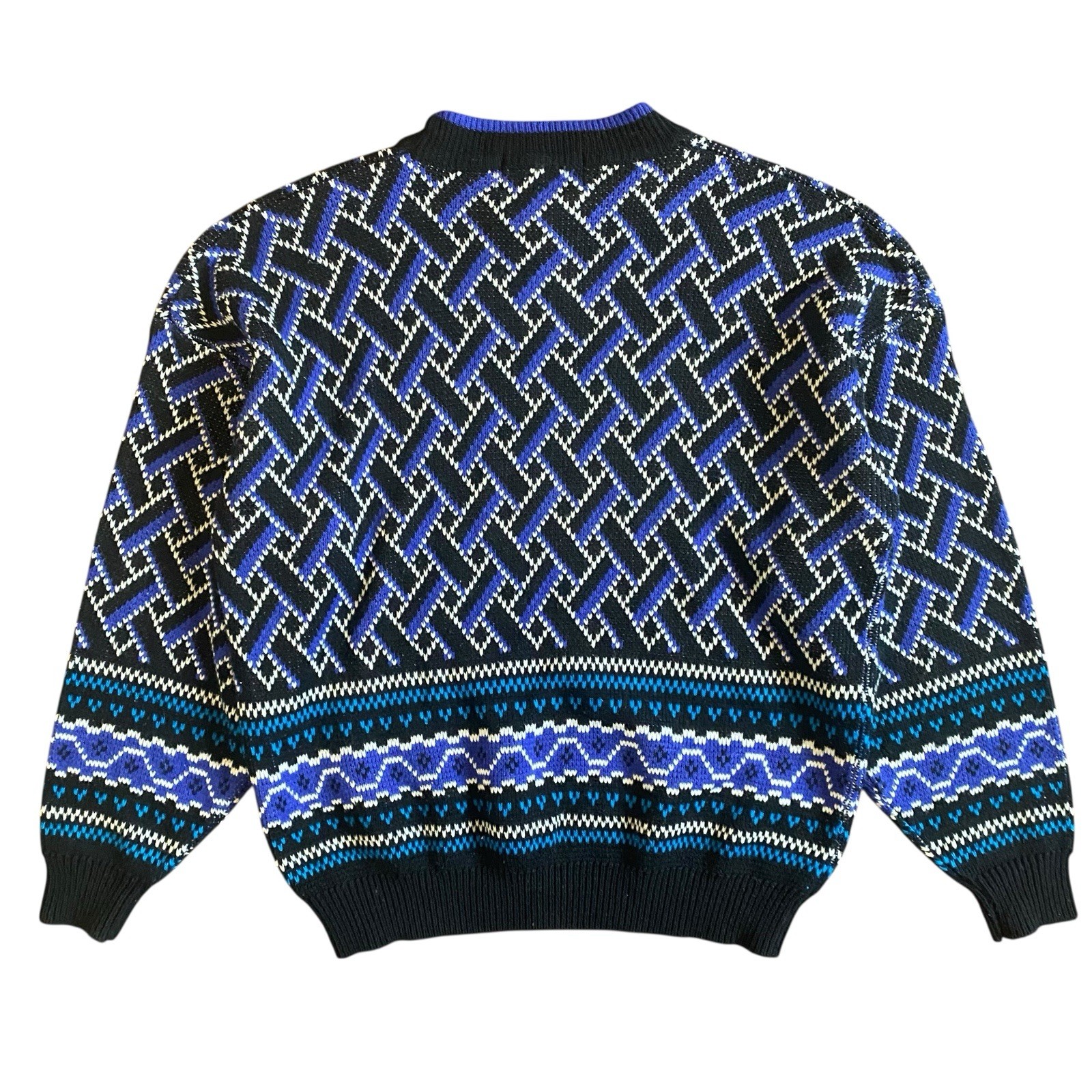 McGregor Knit Fisherman Sweater VTG XL Geometric Crewneck Pullover Abstract