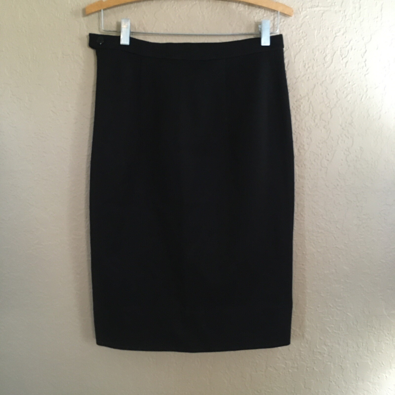 VTG 100% New Wool Black Straight Pencil Skirt Made in England Below Knee DAMAGED