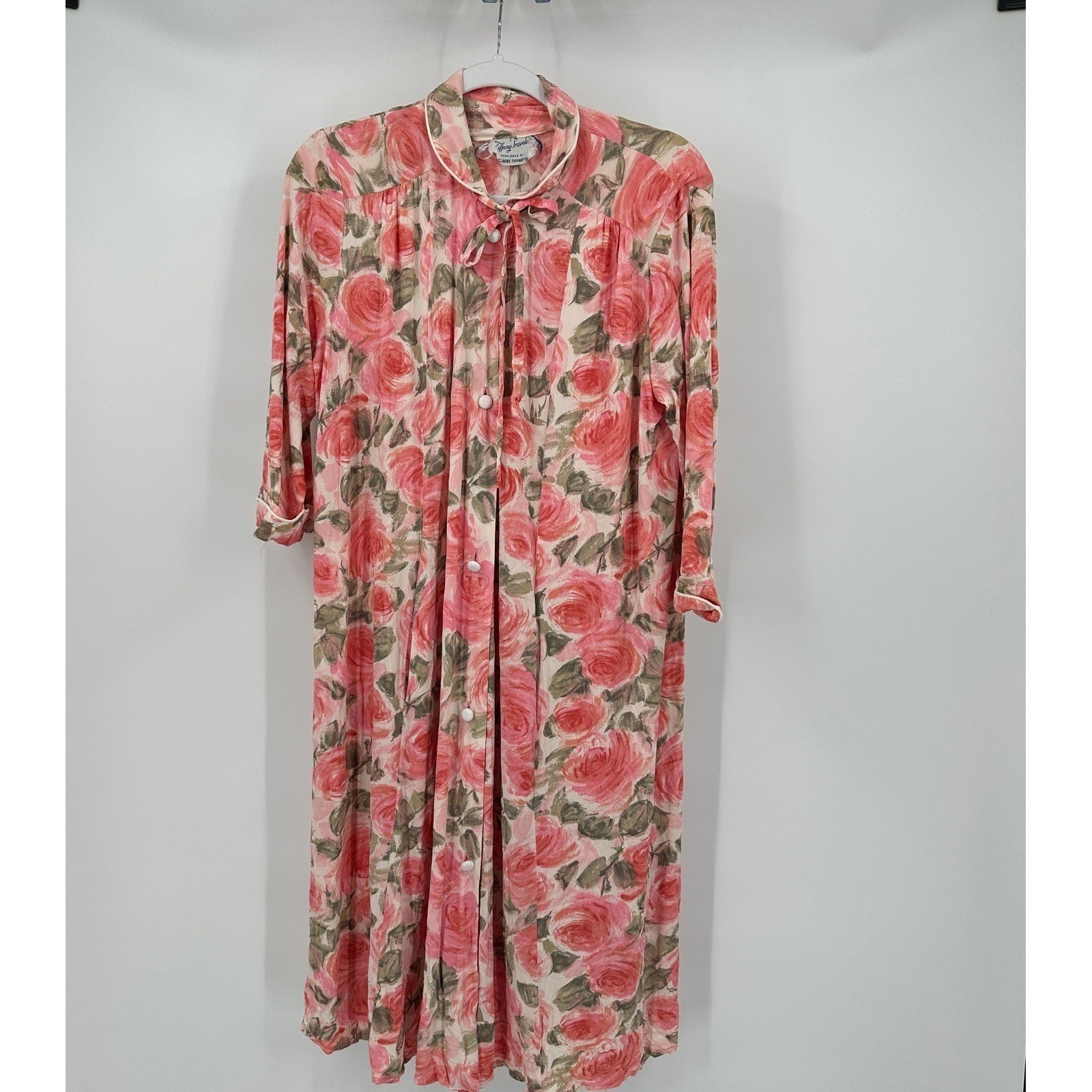 Womens Vintage Cottagecore Floral Robe Size L Housecoat Shabby Chic Romantic