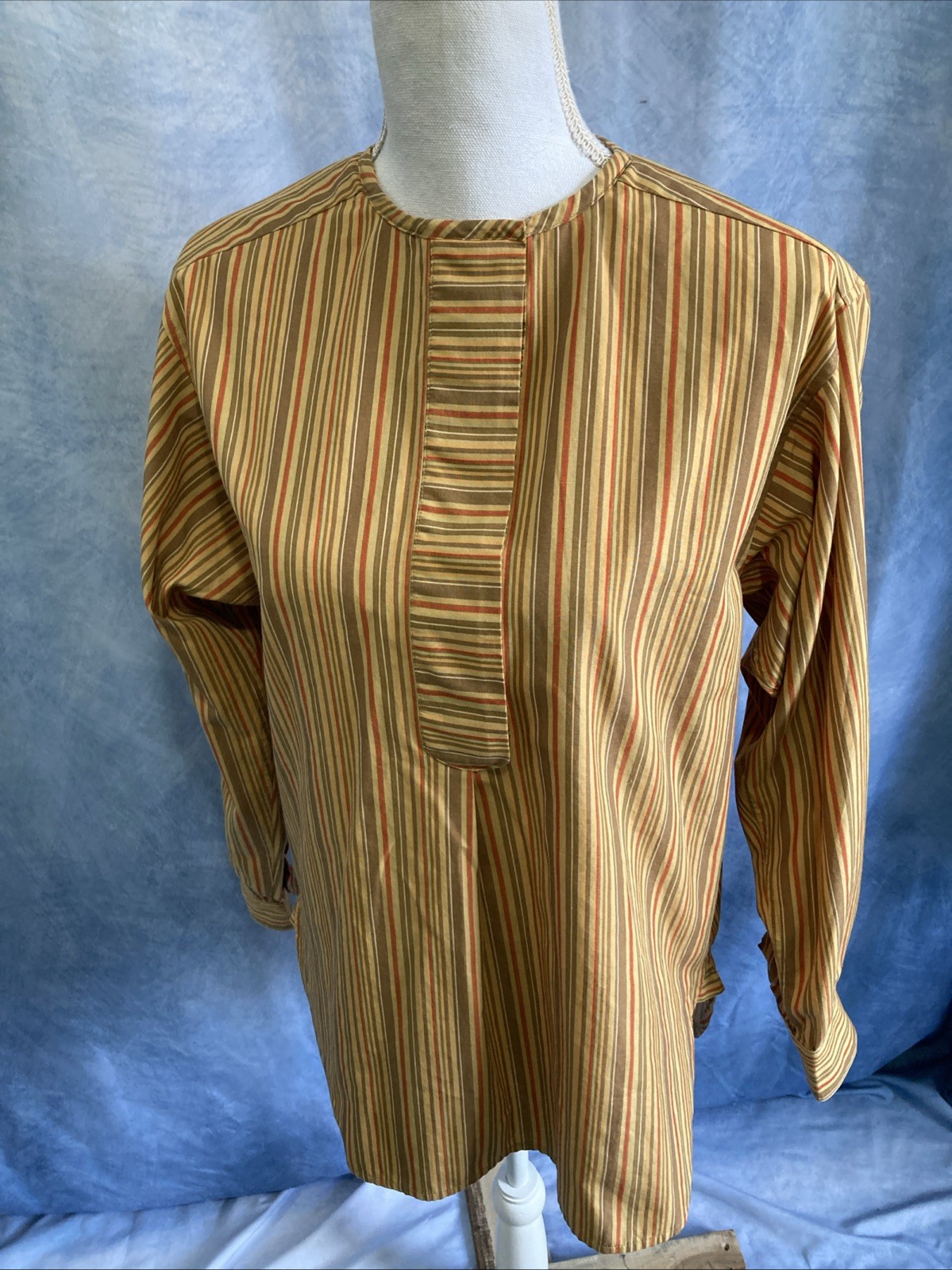 Vintage 80s Liz Claiborne Striped Long Sleeve Shirt Sz 8 Taiwan Made Tunic EUC