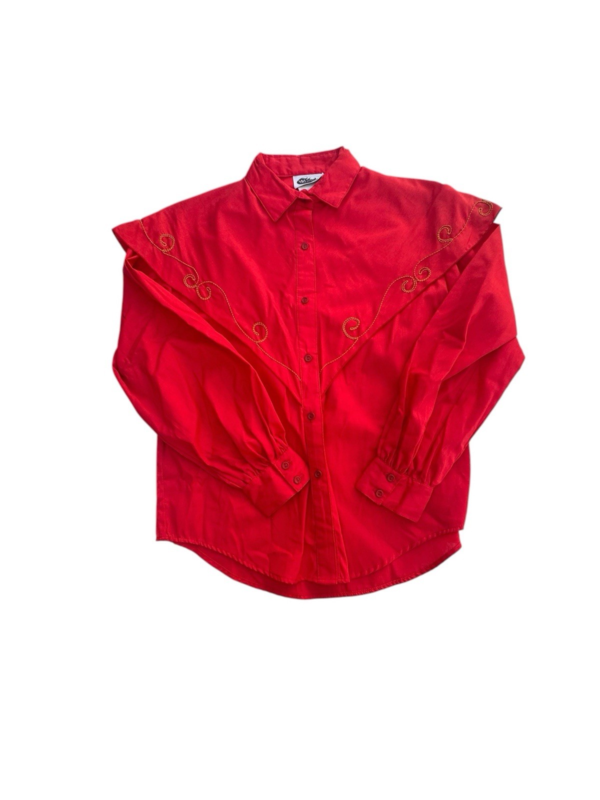 Vintage Red Satin Western Collection Shirt Gold Rope Trim Womens Size 10 NWT