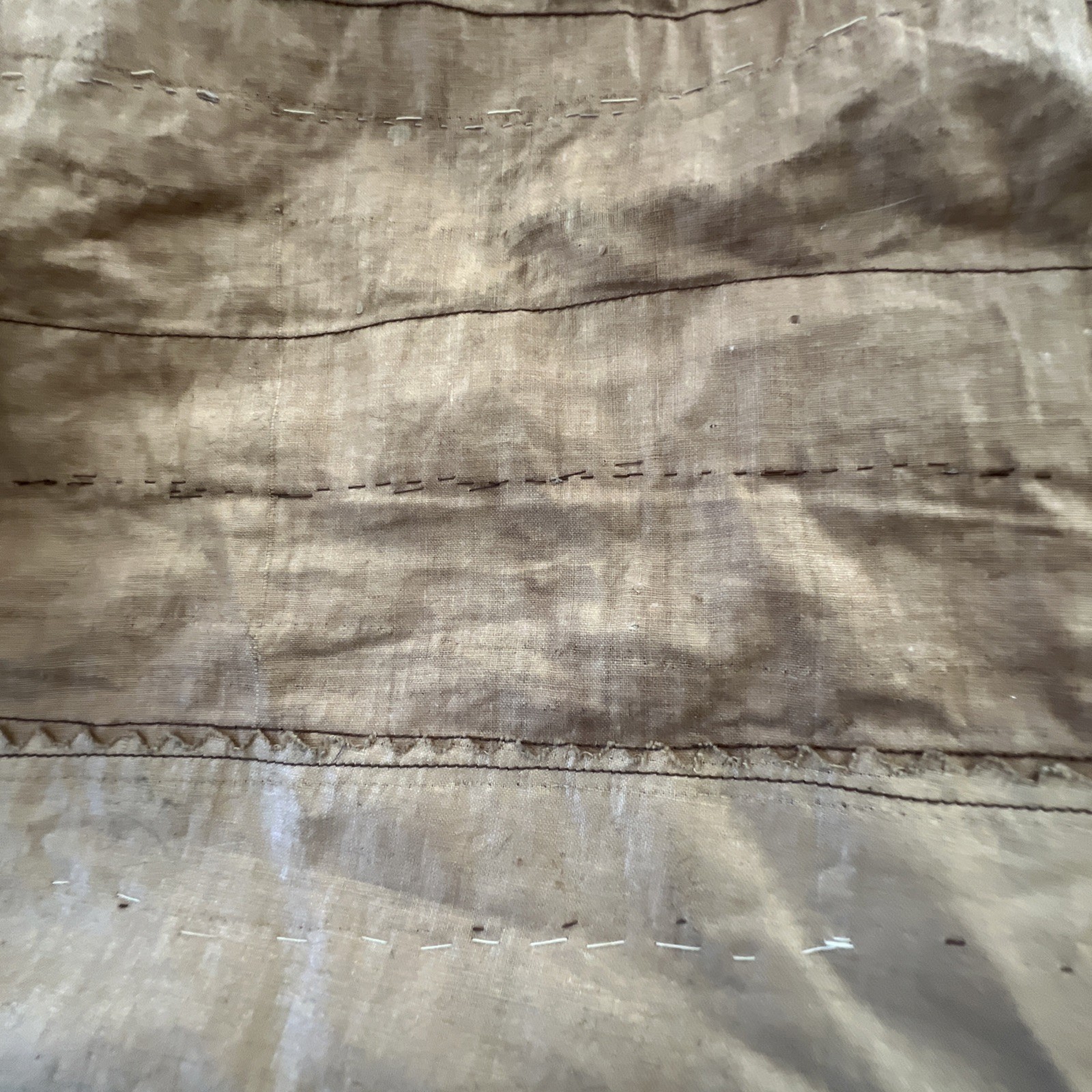 Brown Satin Taffeta Ruffled Fabric Piece From A Vintage Dress. Rare Find.