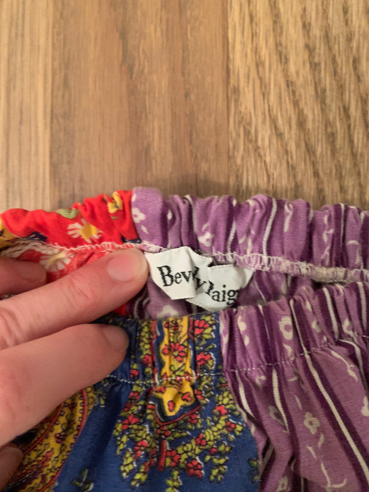 Beverly Paige Vintage Patchwork Cotton Maxi Skirt 70s High Waisted Bright