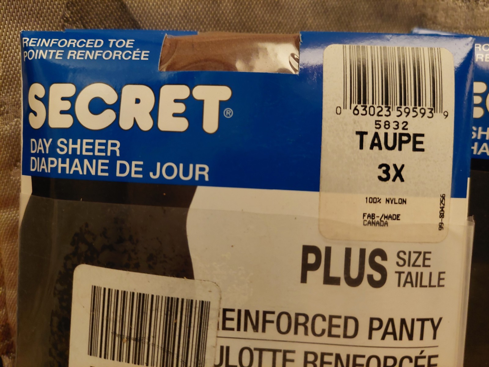 Vintage Pantyhose Secret Plus 9 Pack Special Reinforced Panty Taupe Size 3X