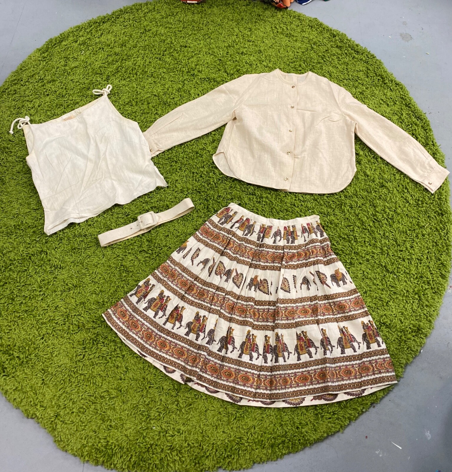 Authentic Vintage 60s Novelty Jacket,Shirt,Skirt,And Belt!