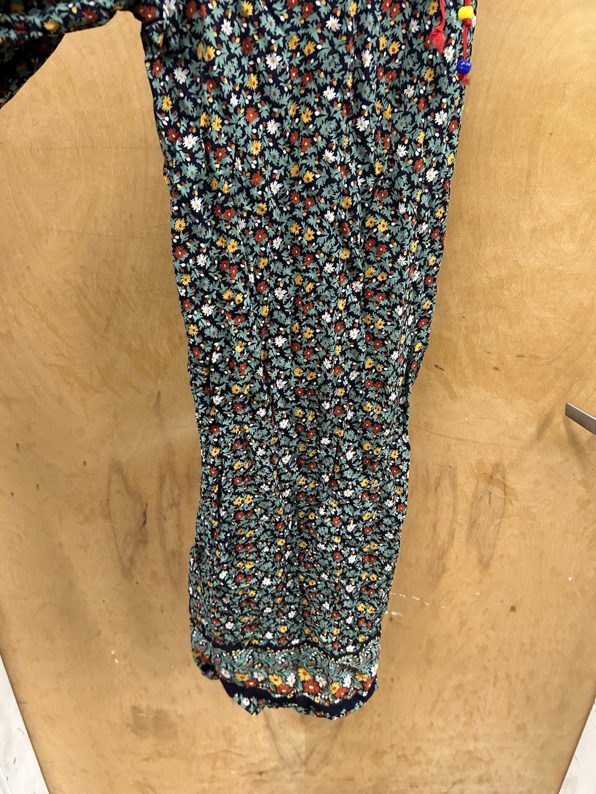 Vintage I.MAGNIN 1960s/1970s Floral Beaded Wide Leg Jumpsuit Hippie Disco