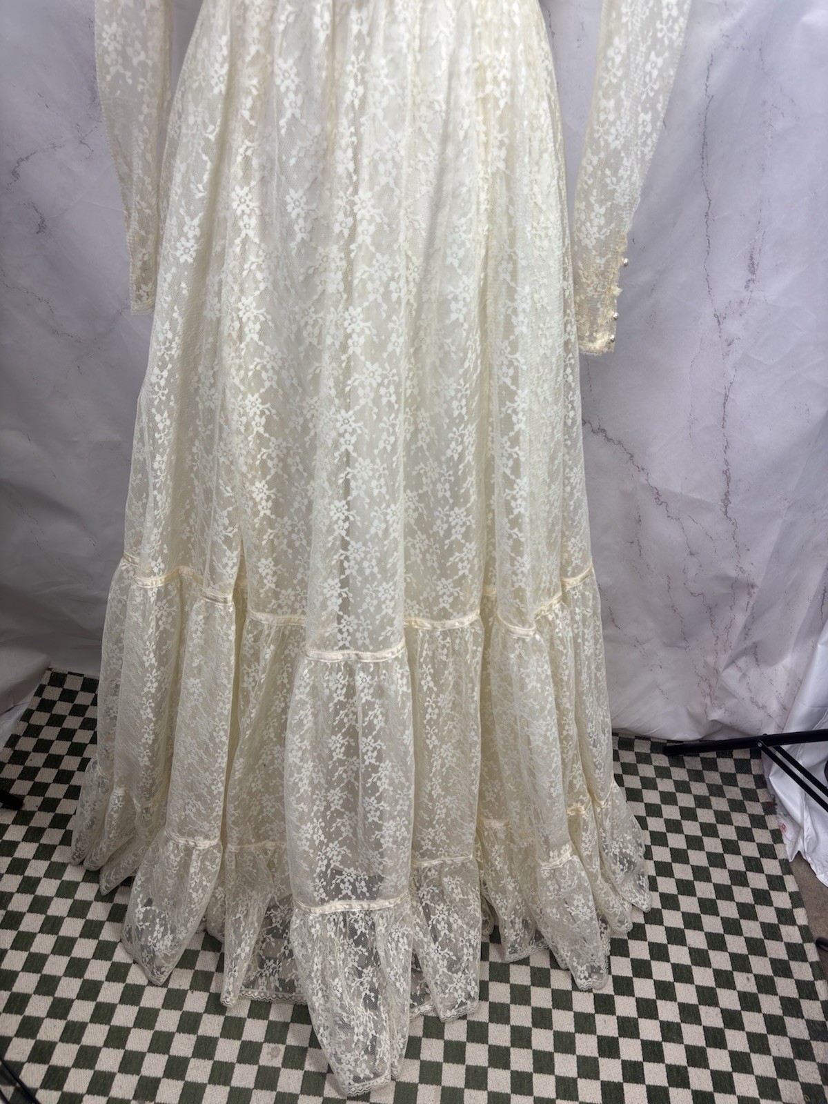 Vintage 70s Gunne Sax Romantic Renaissance Dress Bridal Maxi Cream Lace 5 Bride