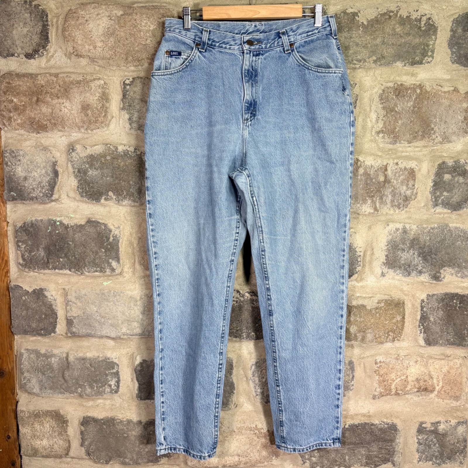 Lee Original Vintage 90s High Rise Light Wash Tapered Mom Jeans Blue Size 14M