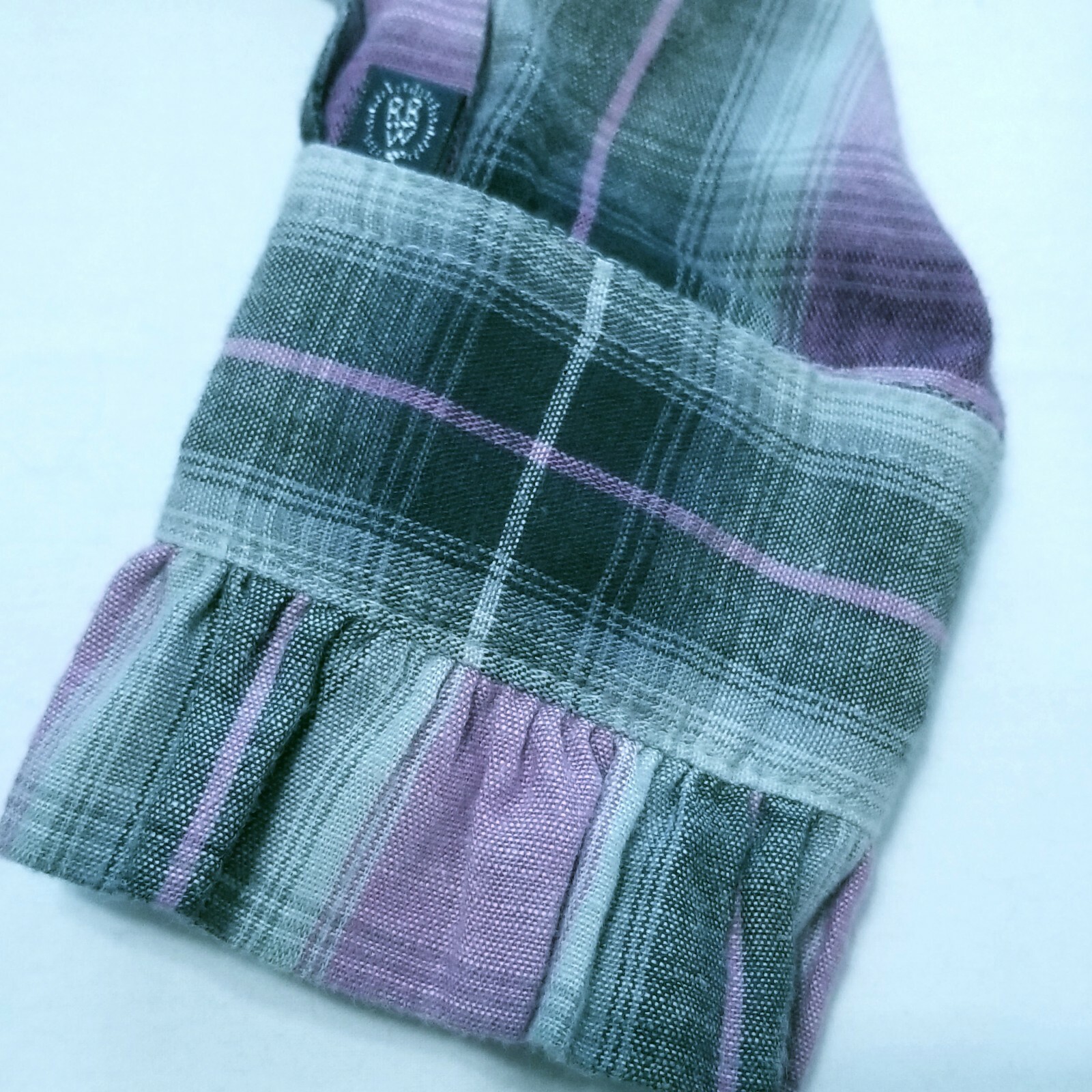 Vtg Rockmount Ranch Wear Purple Gray Plaid Pearl Snap Sz 32 Fitted w/Tie Western