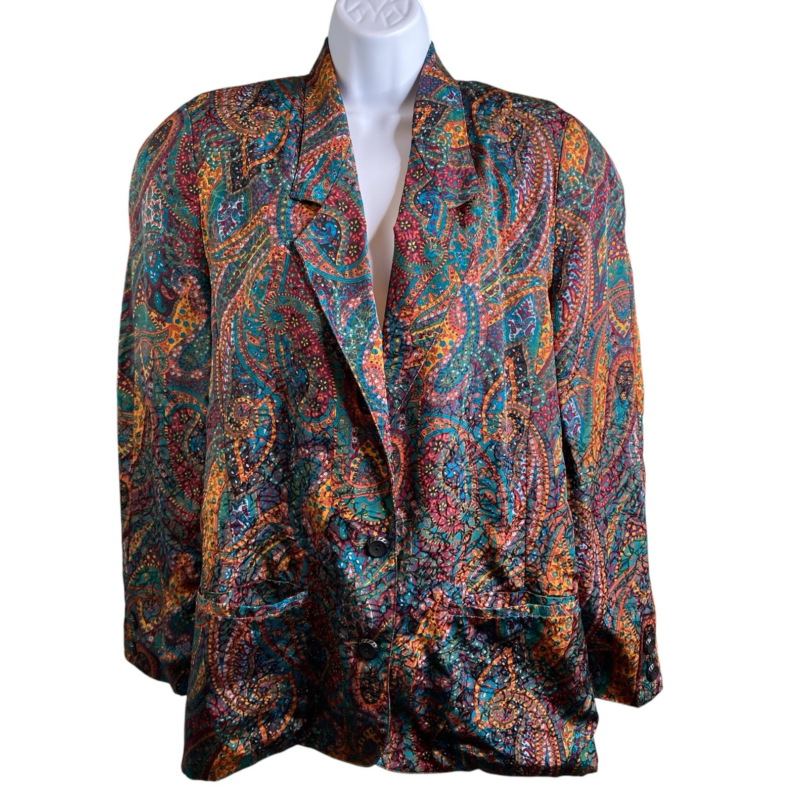 VTG 80s Howard Wolf Dallas Colorful Paisley Oversized Jacket 12 Boho Statement