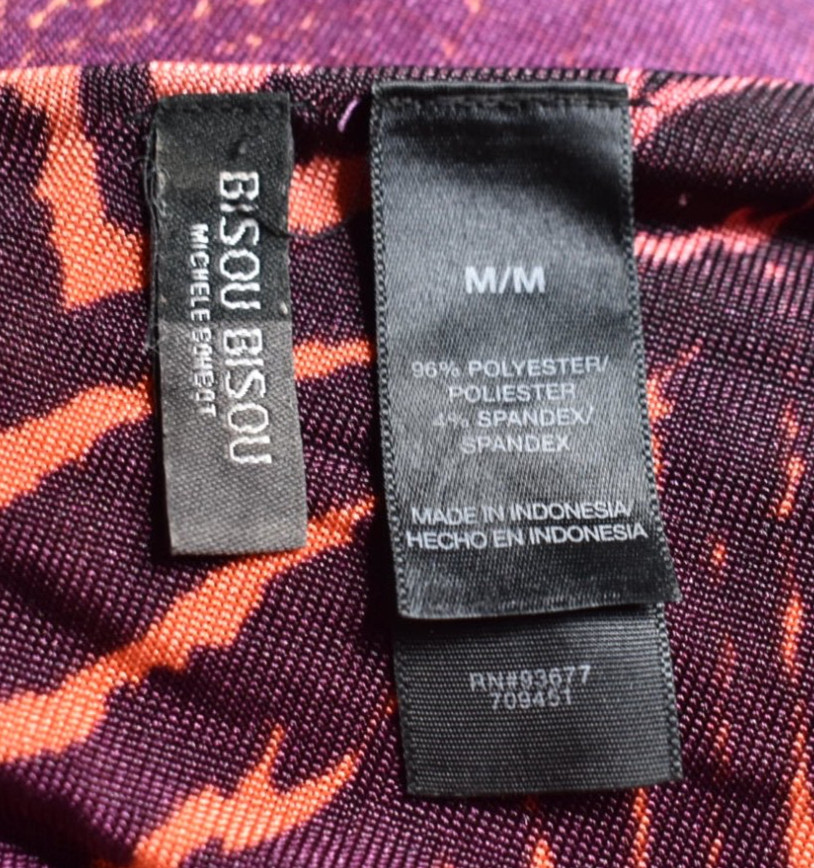 McBling Bisou Bisou One Shoulder Purple Geometric Print Top Medium VTG 2000s Y2K