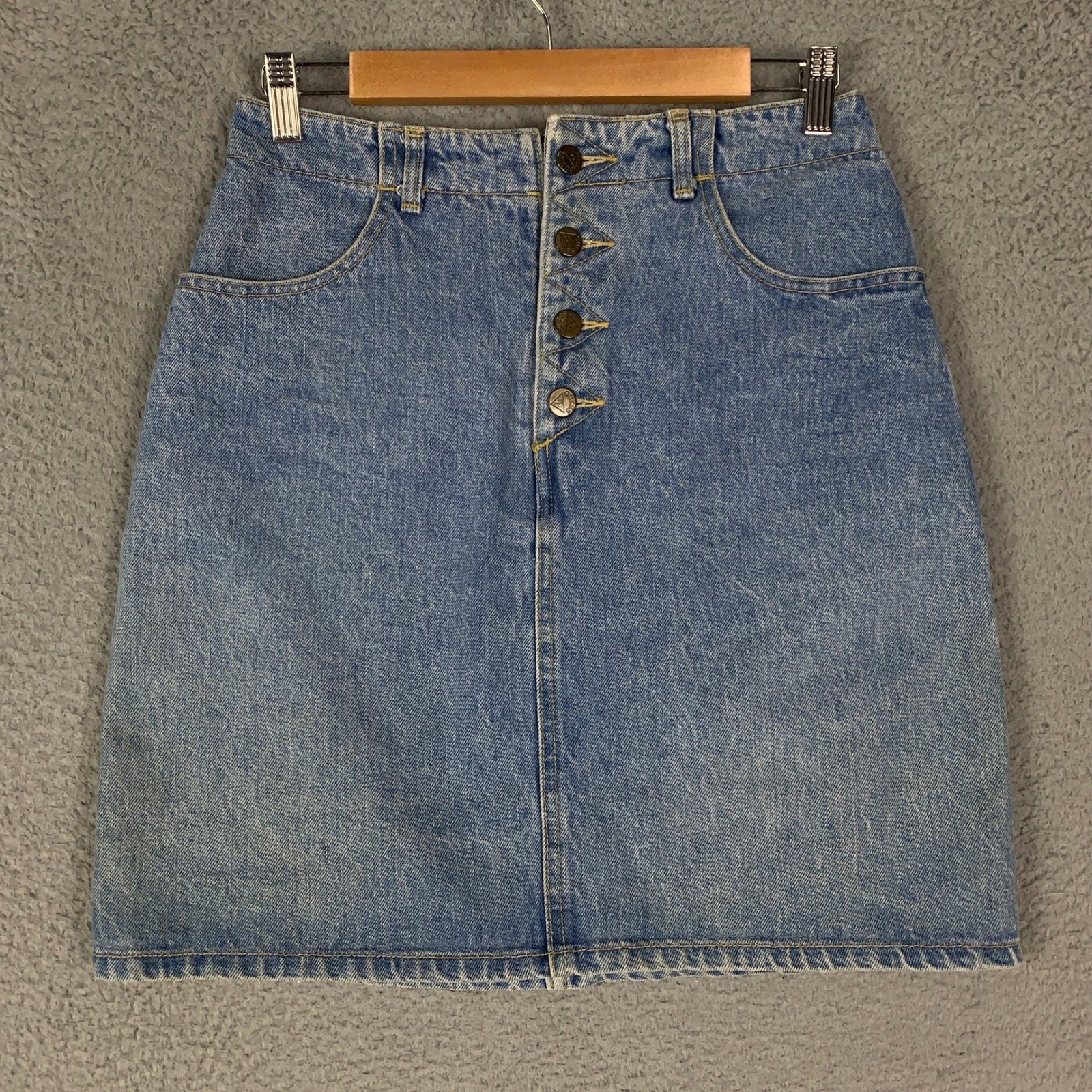 Vintage Guess Georges Marciano Denim Skirt Womens 30 Blue Button Fly High Waist