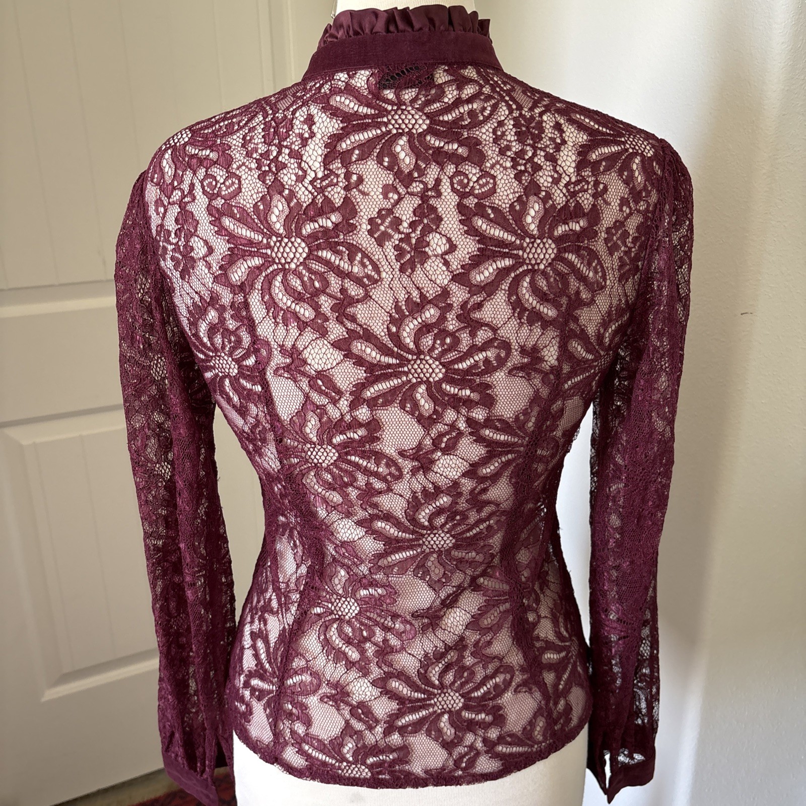 Vintage Dolce Gabbana D&G Silk Lace Mesh Long Sleeve Shirt Blouse Top Size 42