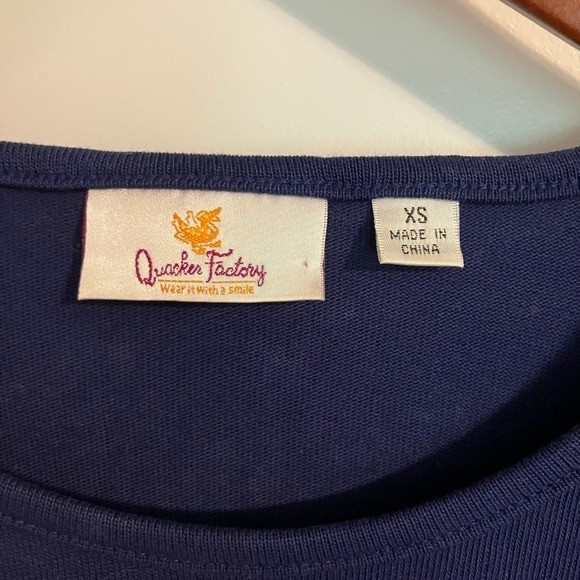 Vintage Quacker Factory Top Womens XS Blue Beaded Sequins Lighthouse Nautical
