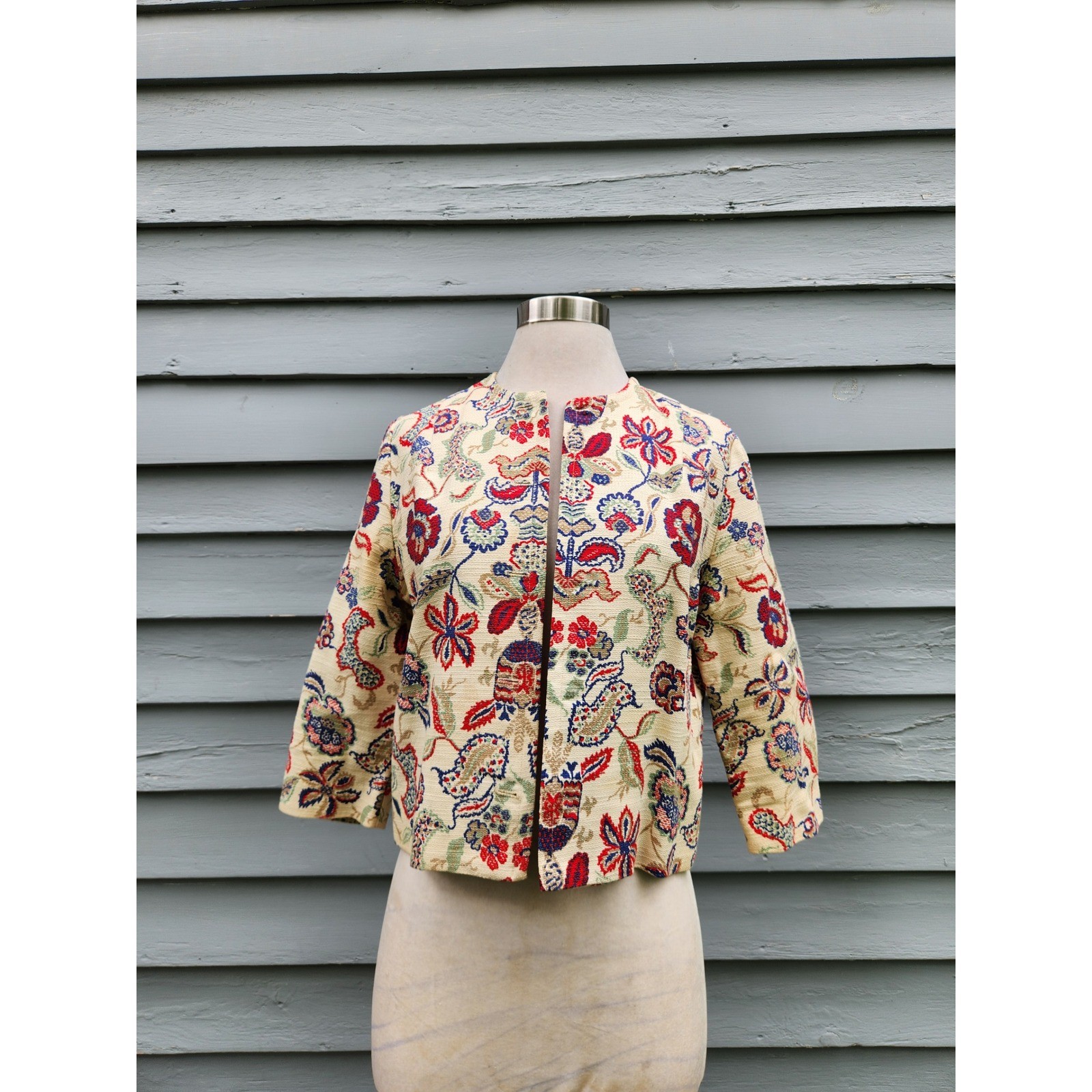 Vintage 60s Adelaar’s Aristocrat Jacket Cream Floral Paisley Tapestry 12