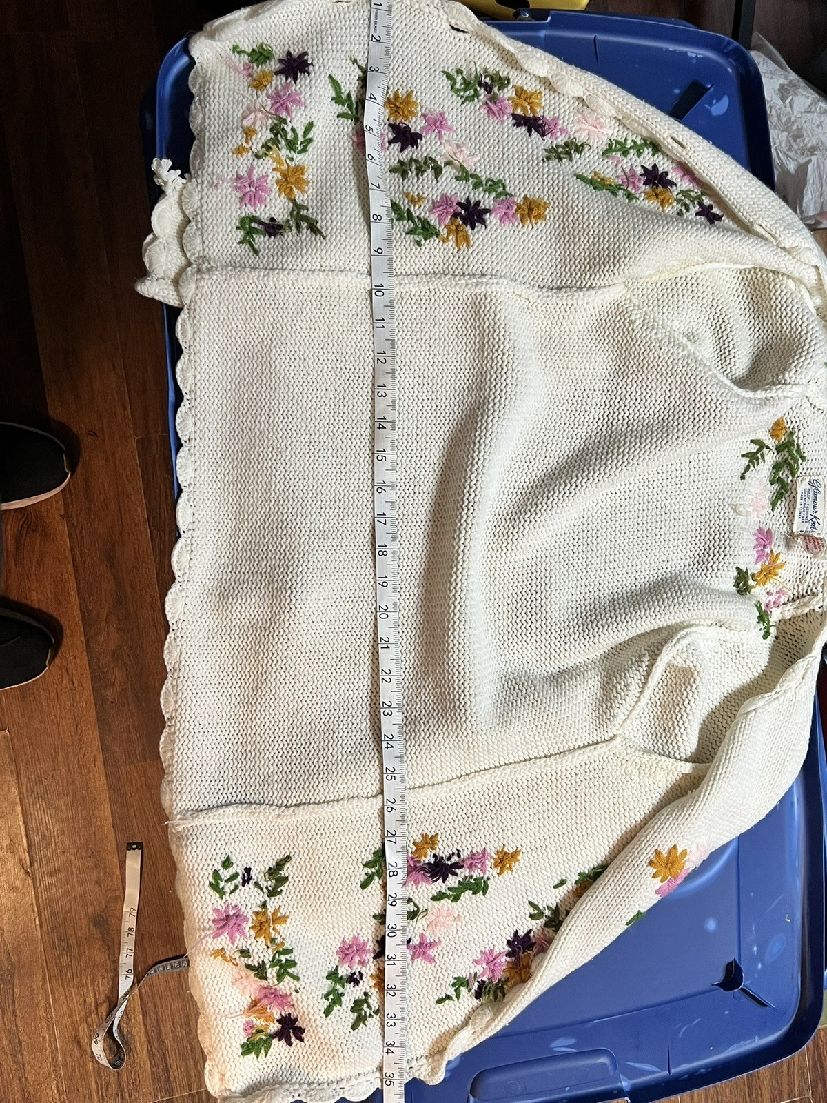 Vintage Embroidered Cardigan Sweater Floral. PLEASE READ DESCRIPTION. Needs TLC