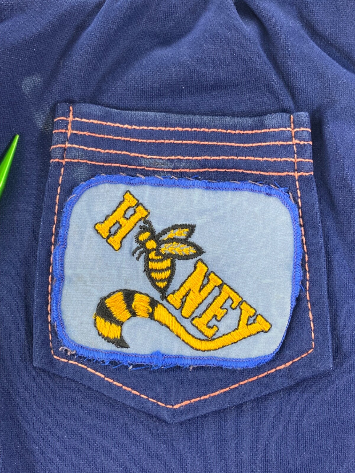 Y2K KMart Brand “Honey” Short Shorts Women’s 16 Blue Pink Retro Patch Bumblebee