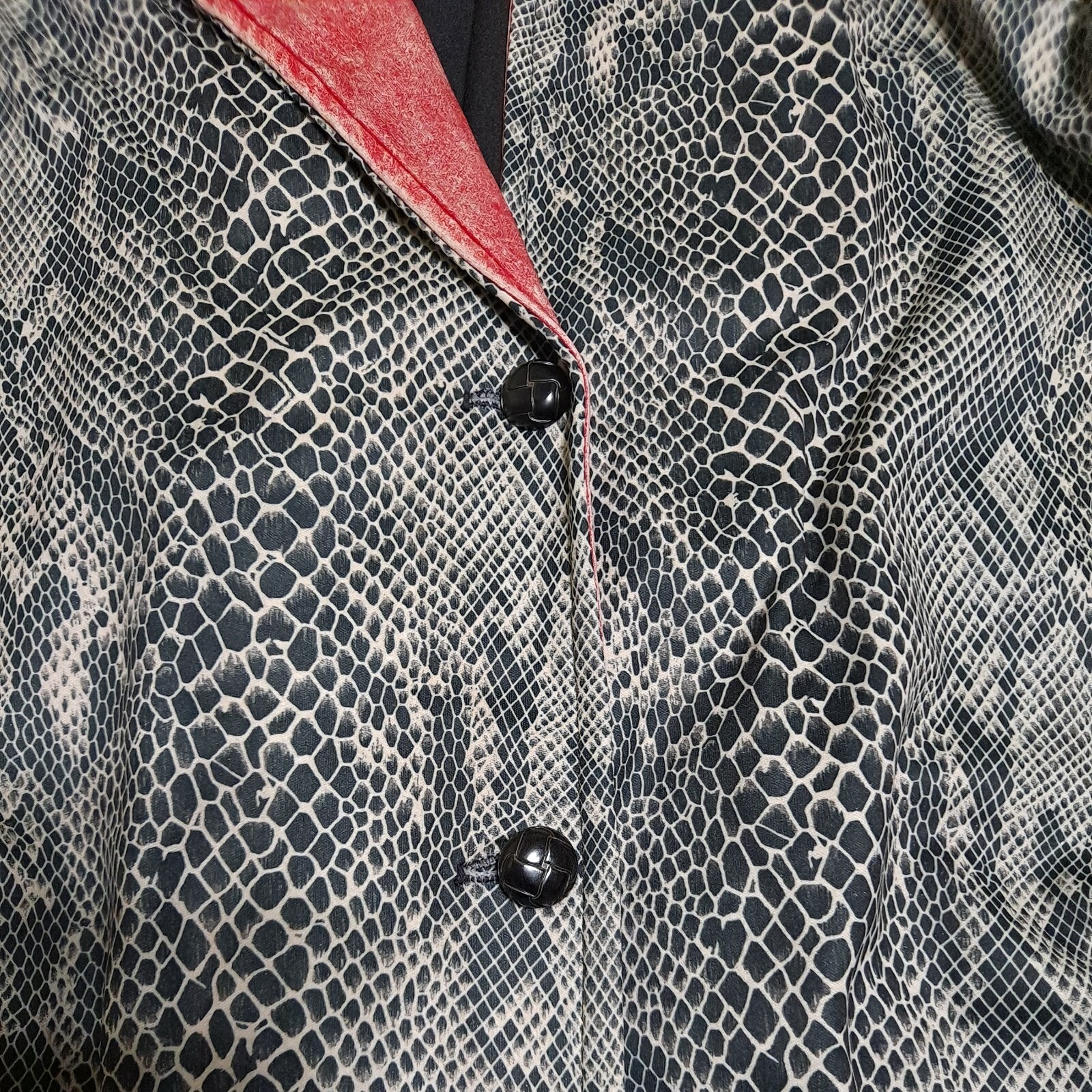 Vintage Marguerite Rubel San Francisco Polyester Jacket L Snake Skin Shoulder Pd
