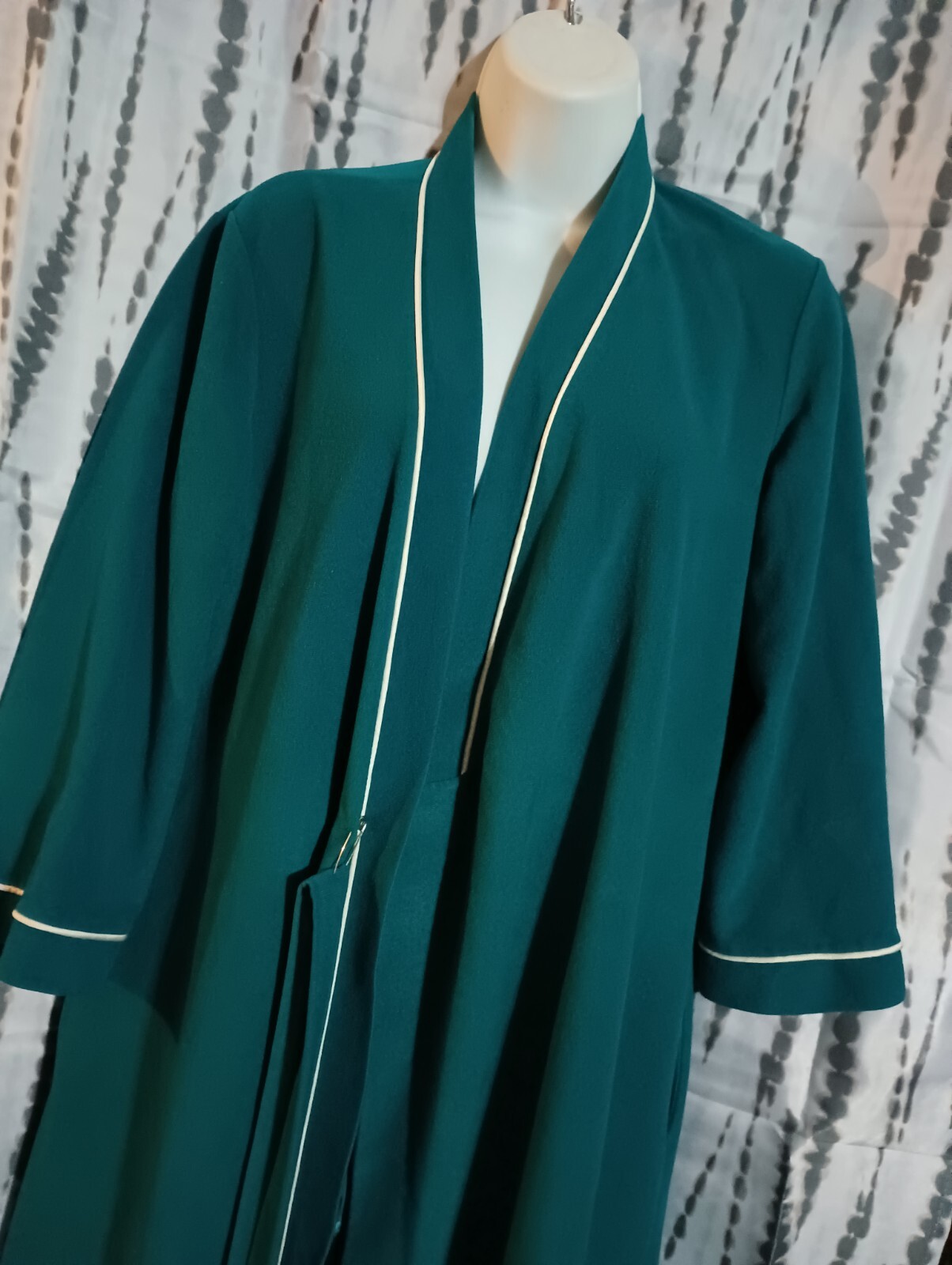 S Vintage VTG Small Vanity Fair Bath Robe House Coat – Dark Aqua w Tie