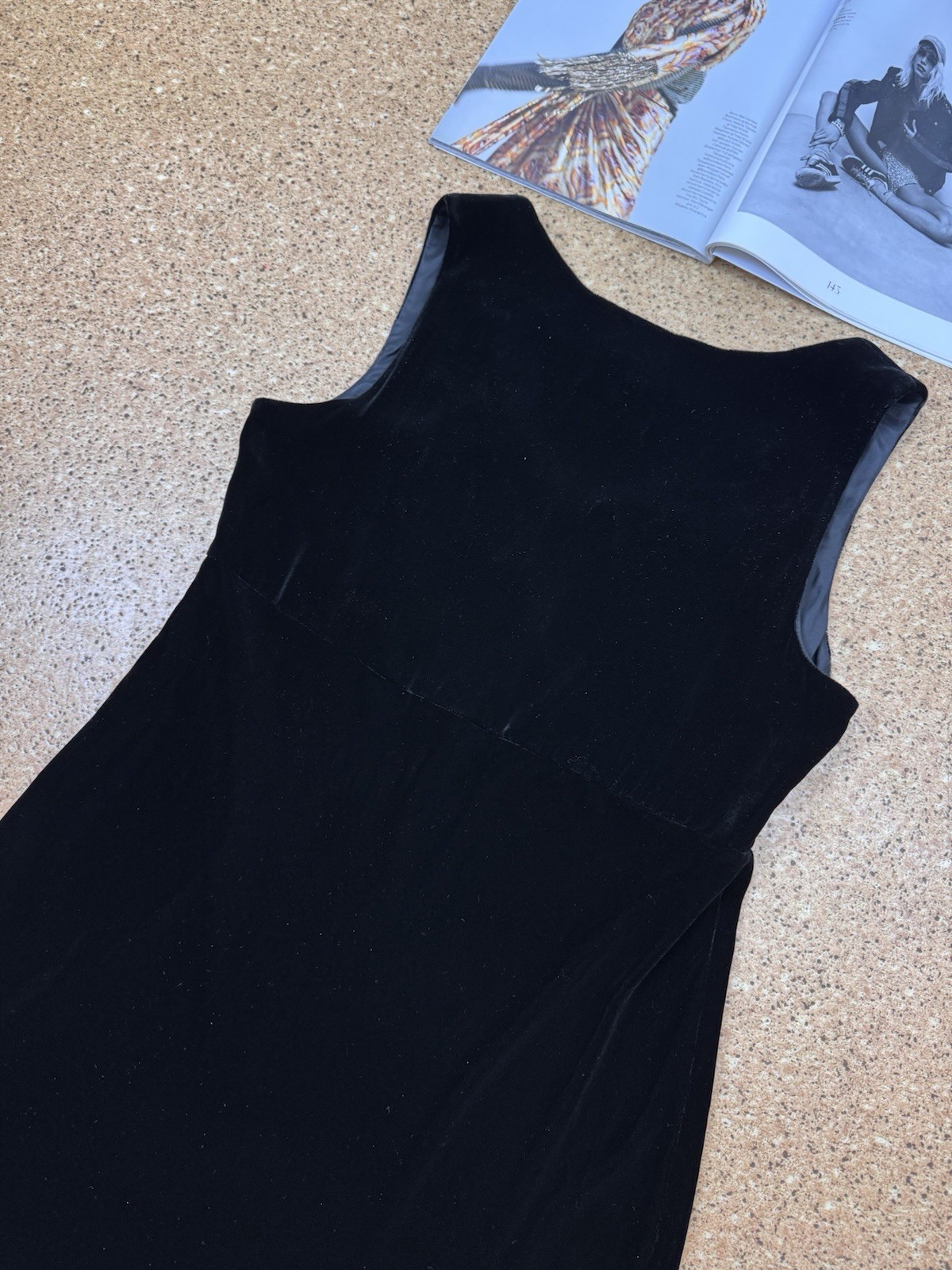 Vintage Laura Ashley Black Crushed Velvet Midi Dress Silk/Viscose UK12 US8