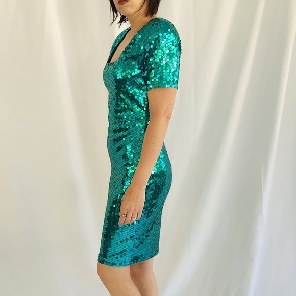 90s Green Sequin Mini Dress
