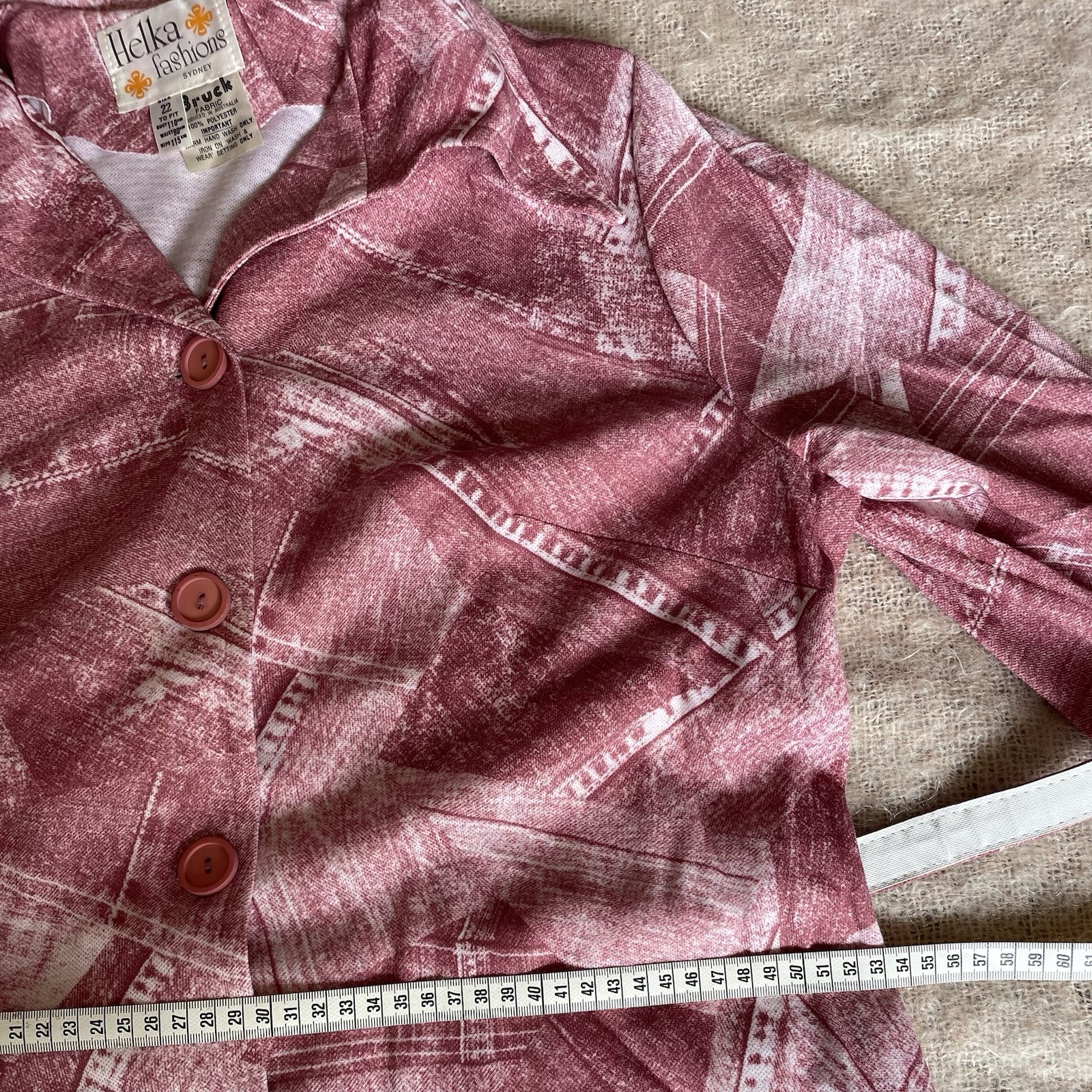 Vintage Original 70s unworn Size XL – 2XL Shirt Dress Pink Patchwork 'Helka’