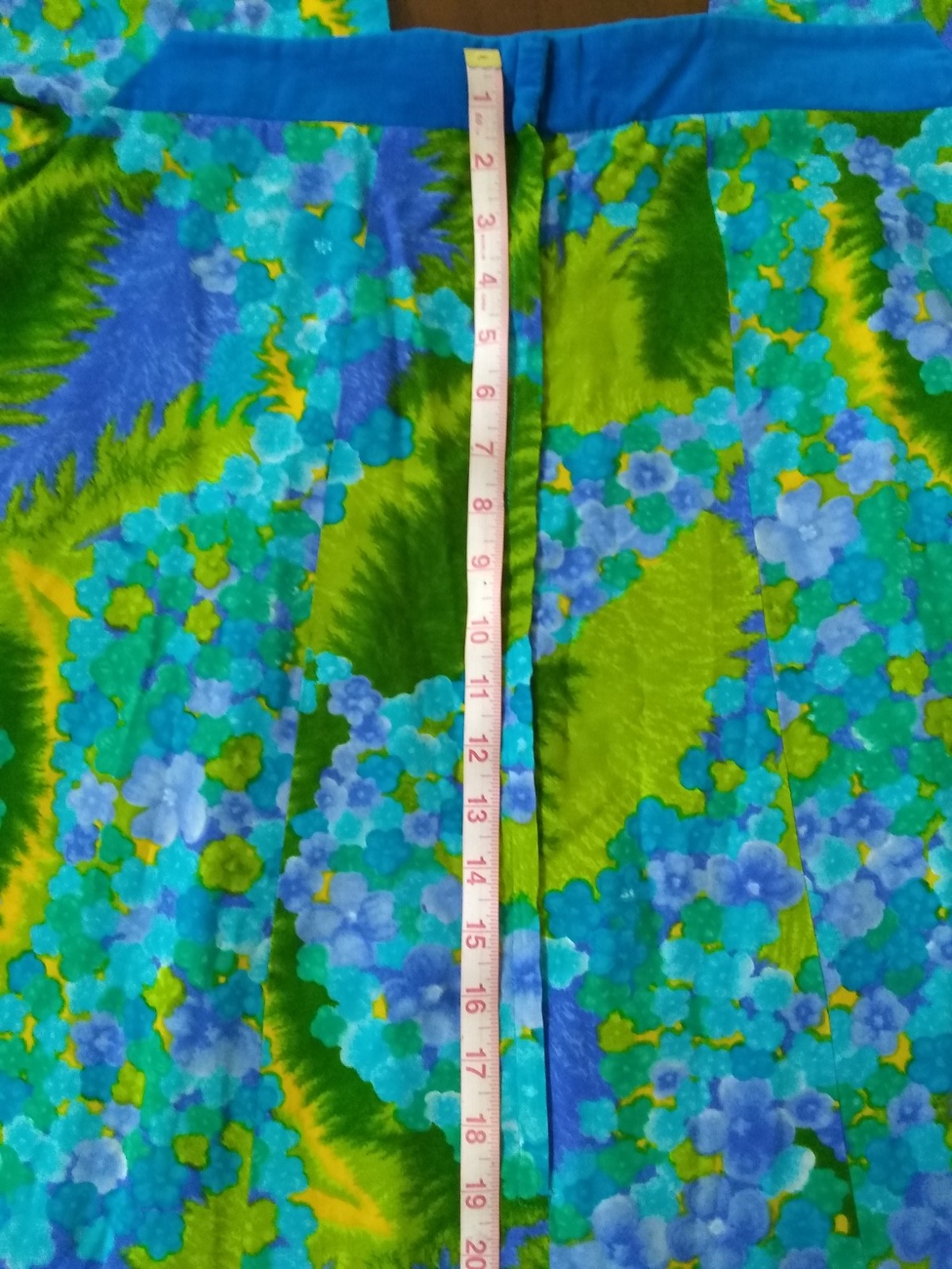 Vintage 1960’s Liberty House Hawaii Maxi Muumuu w/ Blue Velvet Accents-Pre-owned
