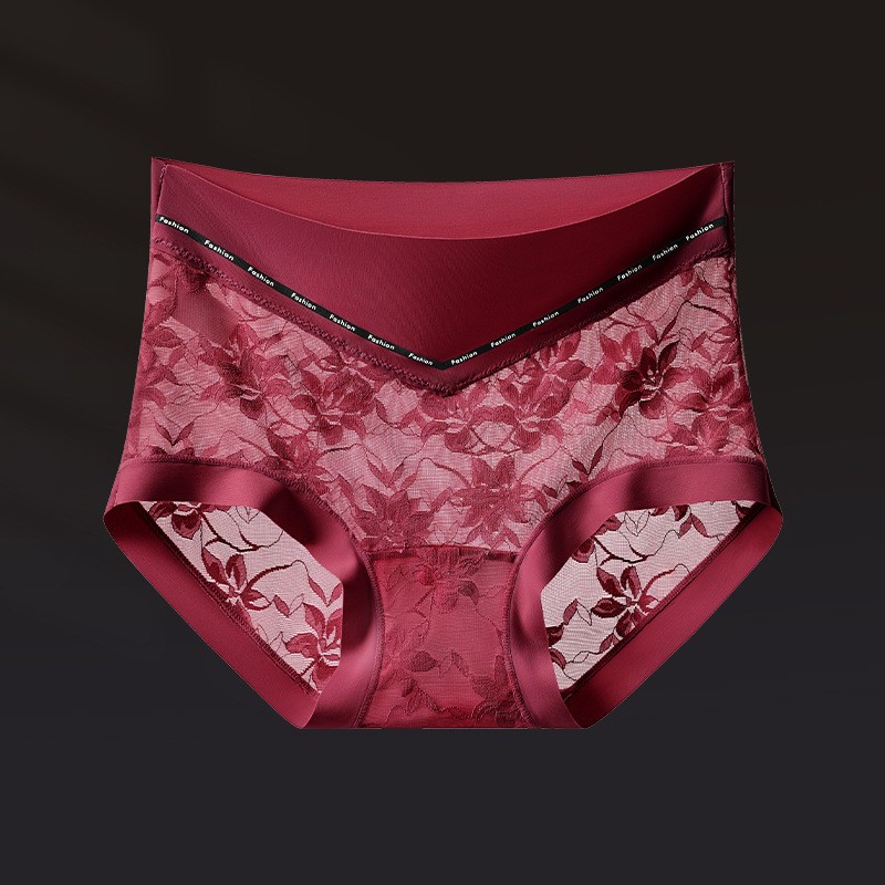 3Pack Womens French High Waist Full Brief Panties Satin Lace Trim Anti Bacterial