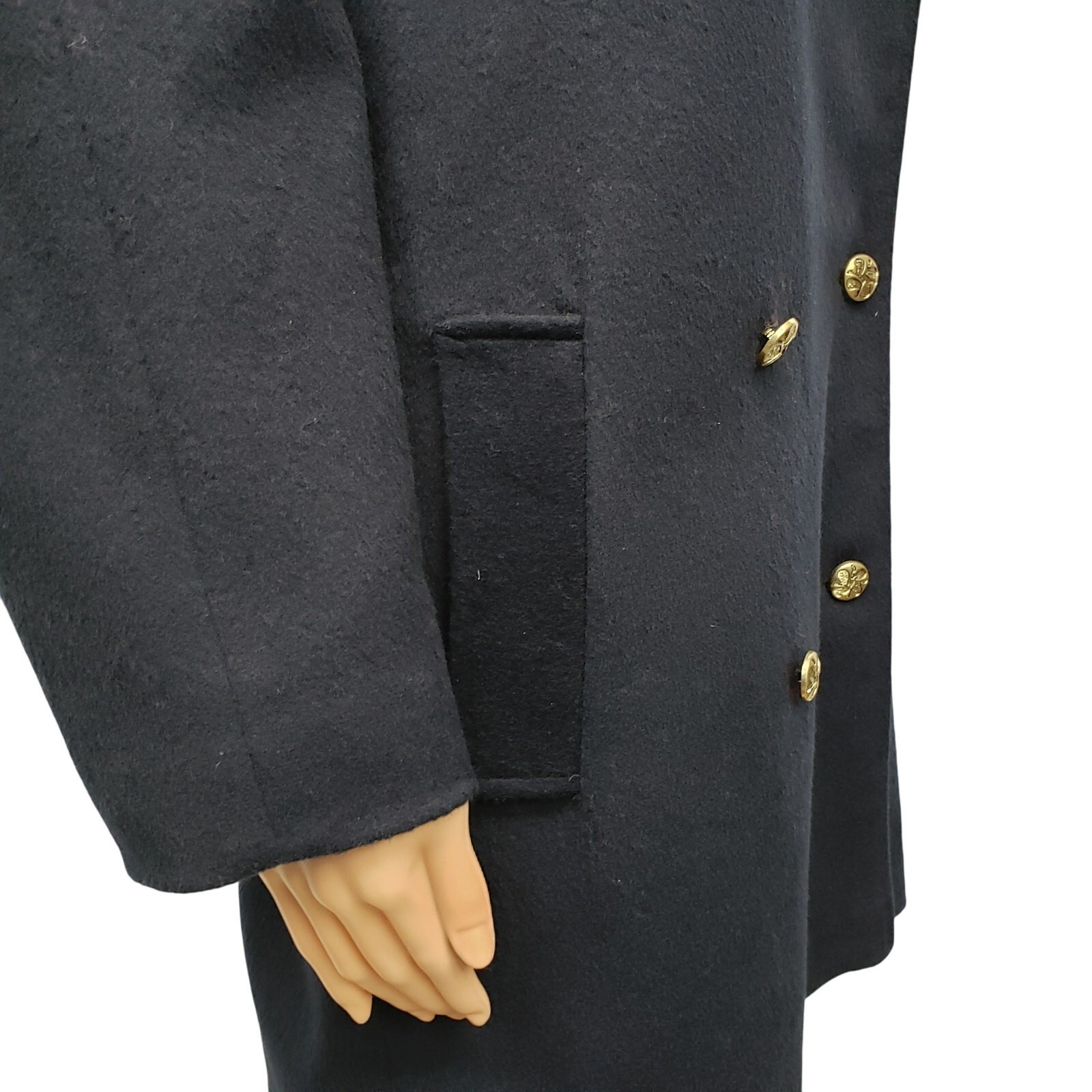 Vintage 80s Braefair Wool Pea Coat Overcoat Union Made in USA Double Breast 10 L