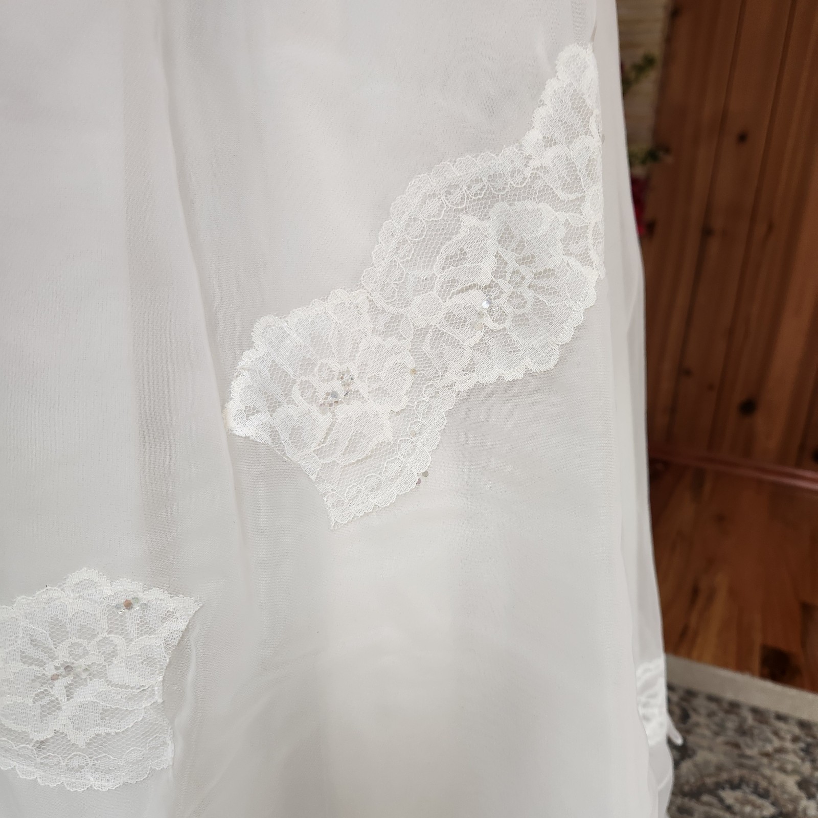 Vintage 70s Victorian Prairie Lace Wedding Gown & Veil Set