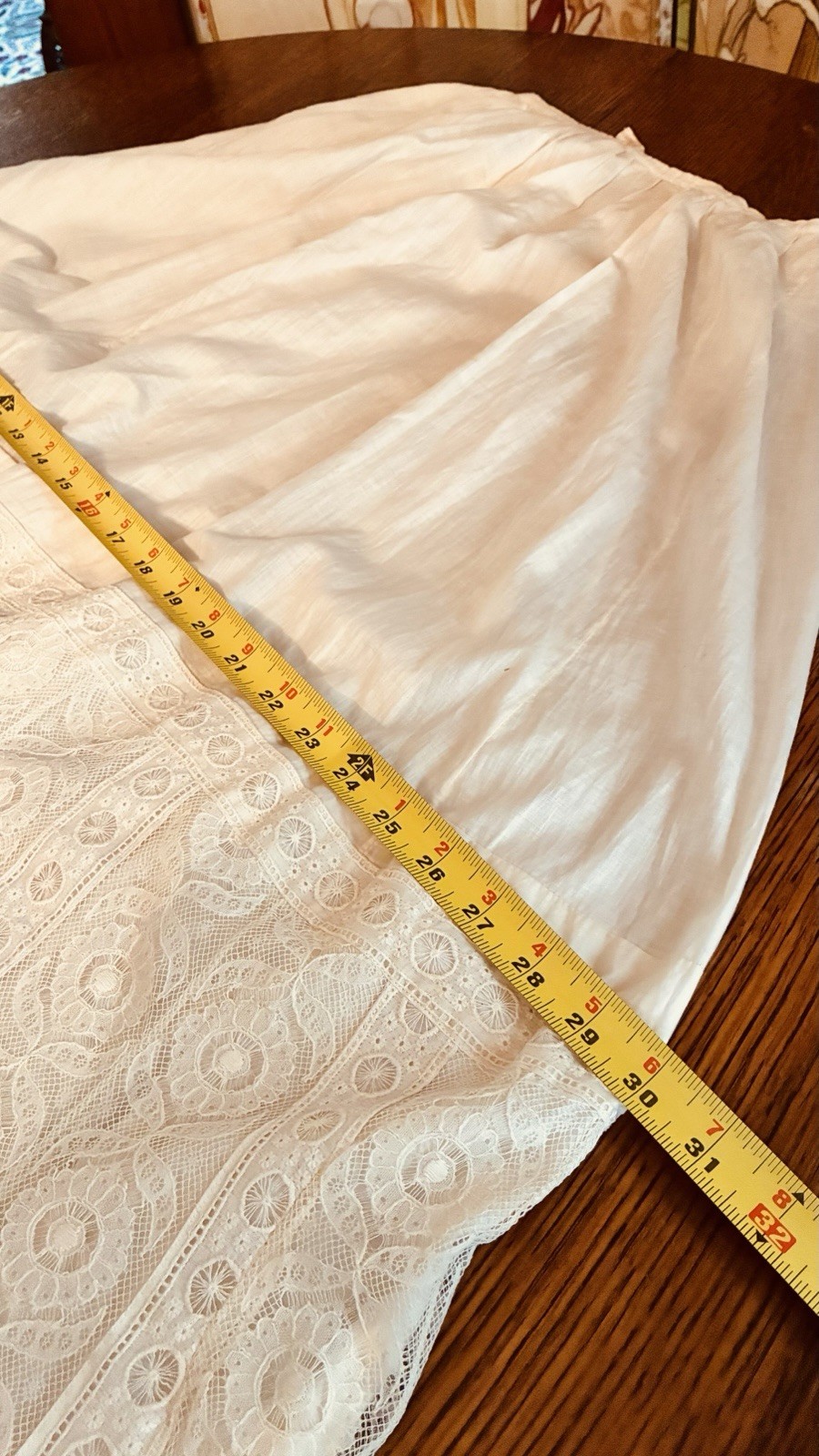 Edwardian White Cotton Petticoat Spider Medallion Brussels Lace Eyelet Ladders