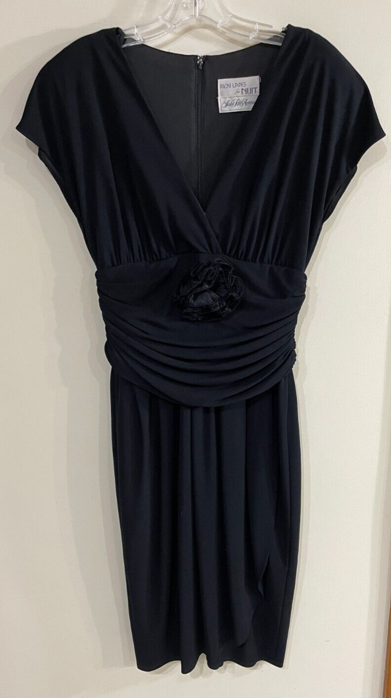 Ricki Lang for NUIT LBD Black Dress Size 10 Vintage 1980s Saks 5th Ave