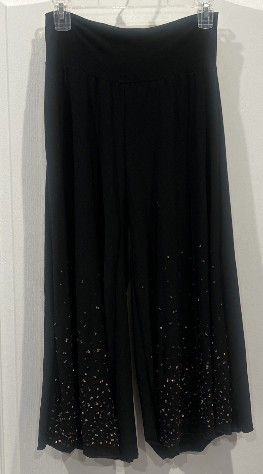 New Vintage M K M Designs y2k black wide Sequin leg culotte capris Medium