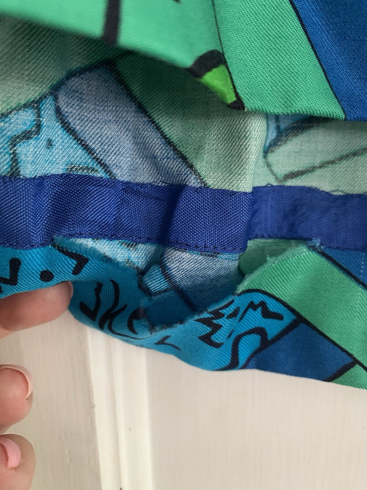 Vtg 80s Private Club Top Skirt Set Multicolor Lg Green Blue Rayon Retro