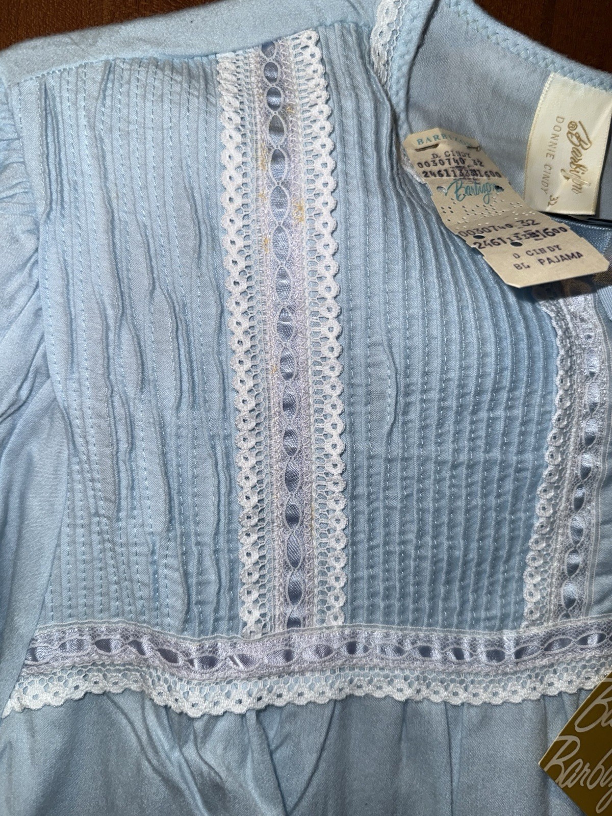 NWT Pajamas BARBIZON PJ Set Feathaire Light Flannel Cindy 70s Pleat Blue 32 XS S