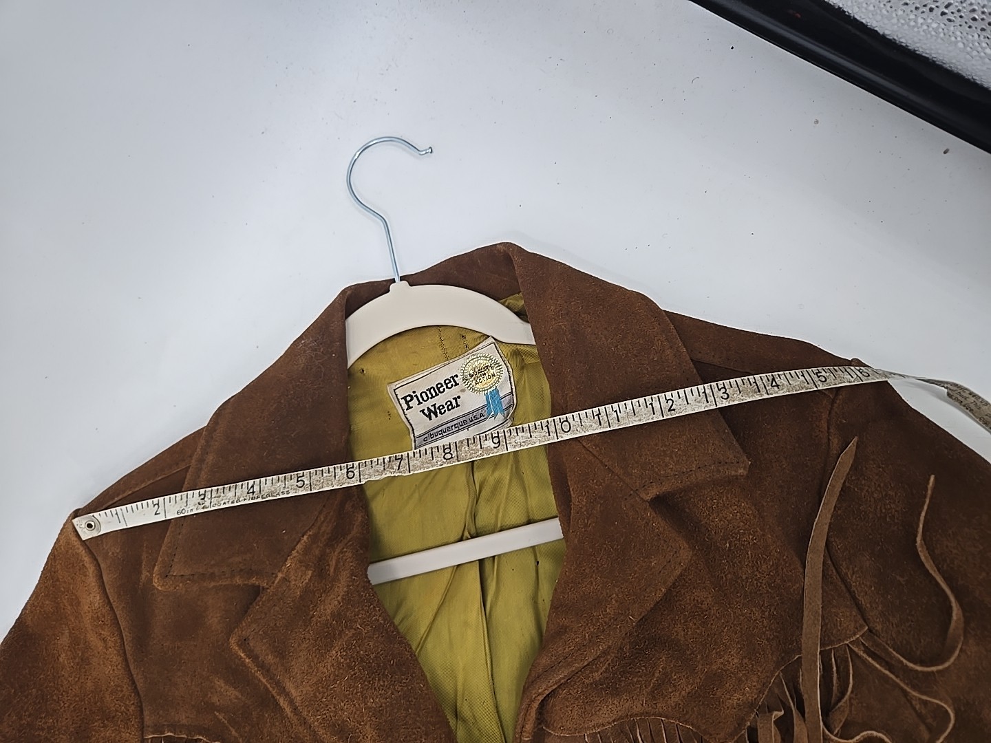Vintage 1960s Pioneer Wear Brown Suede Fringe Jacket Coat Womens 16 Retro Cowboy