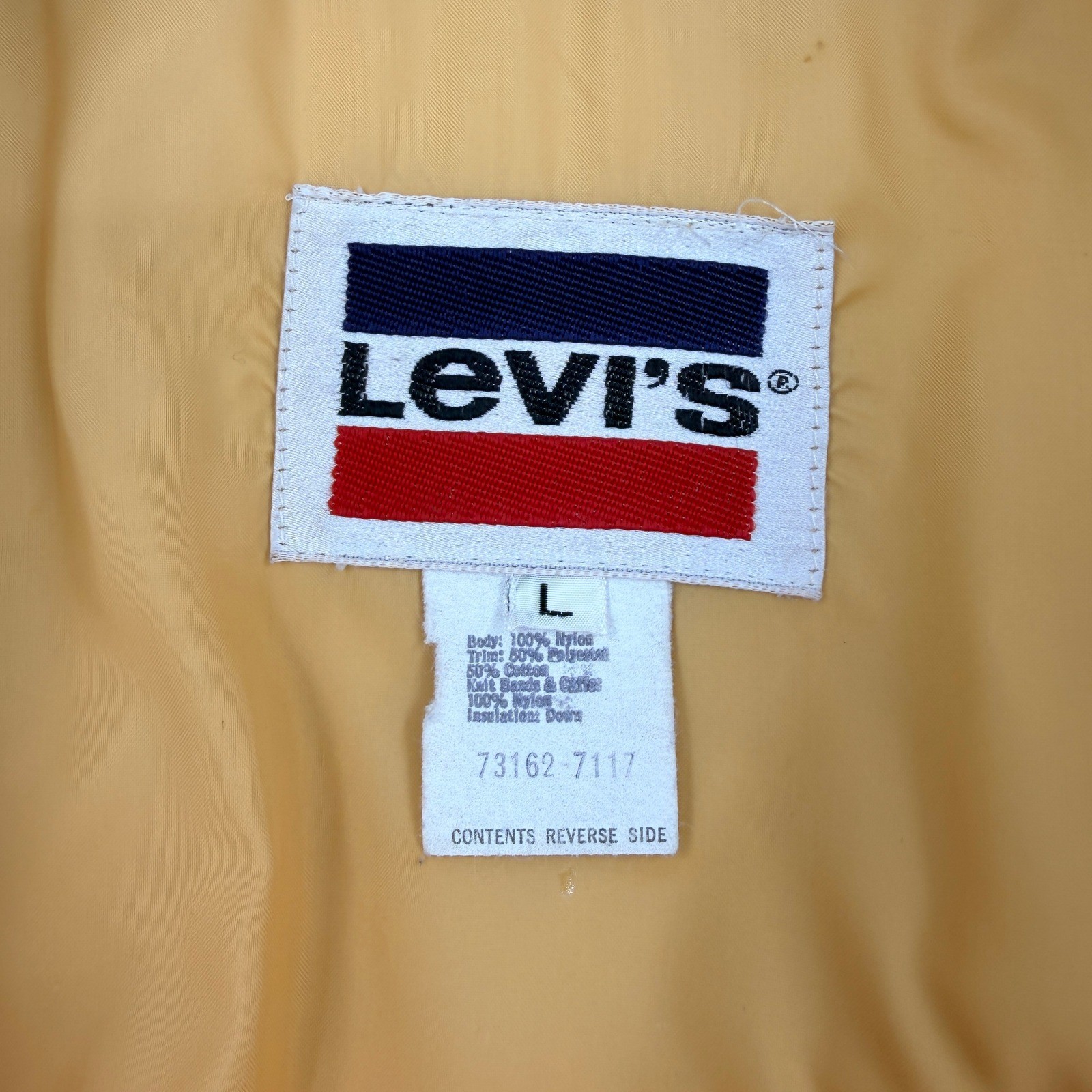 Vintage Levis Puffer Jacket Blue Down Filled Corduroy Yoke Western Made in USA L