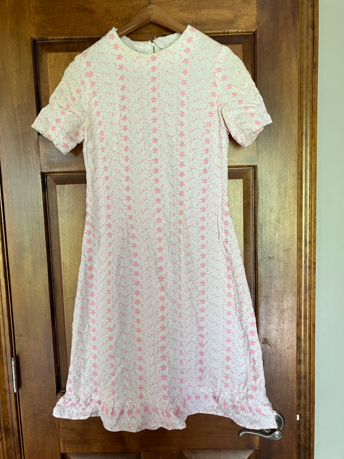 Vintage Sweet Hand Made Pink and White Dress