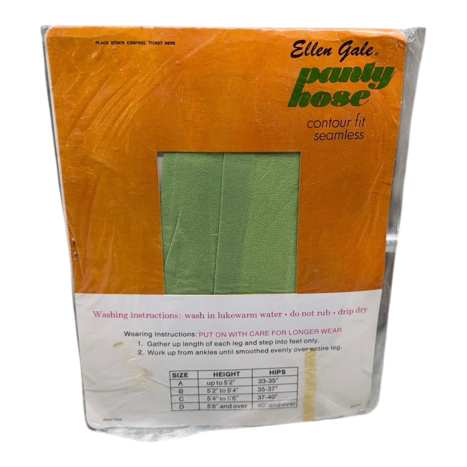 Vintage Ellen Gale Contour Fit Pantyhose 100% Nylon Opaque Light Green Small