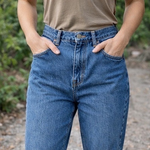 Vintage Chic High Waisted Tapered Mom Jeans Medium Wash USA Made Size 14P 28×26